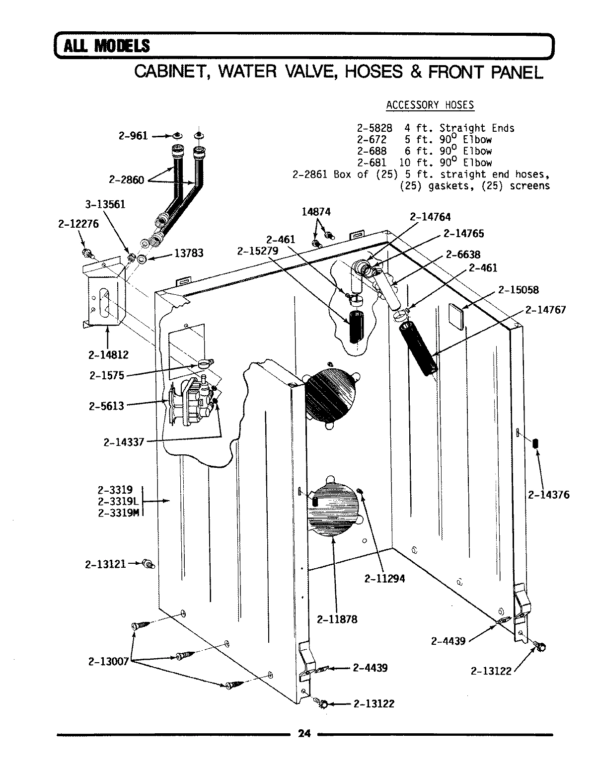 02 - CABINET, WATER VALVE, HOSES & FRNT PANEL