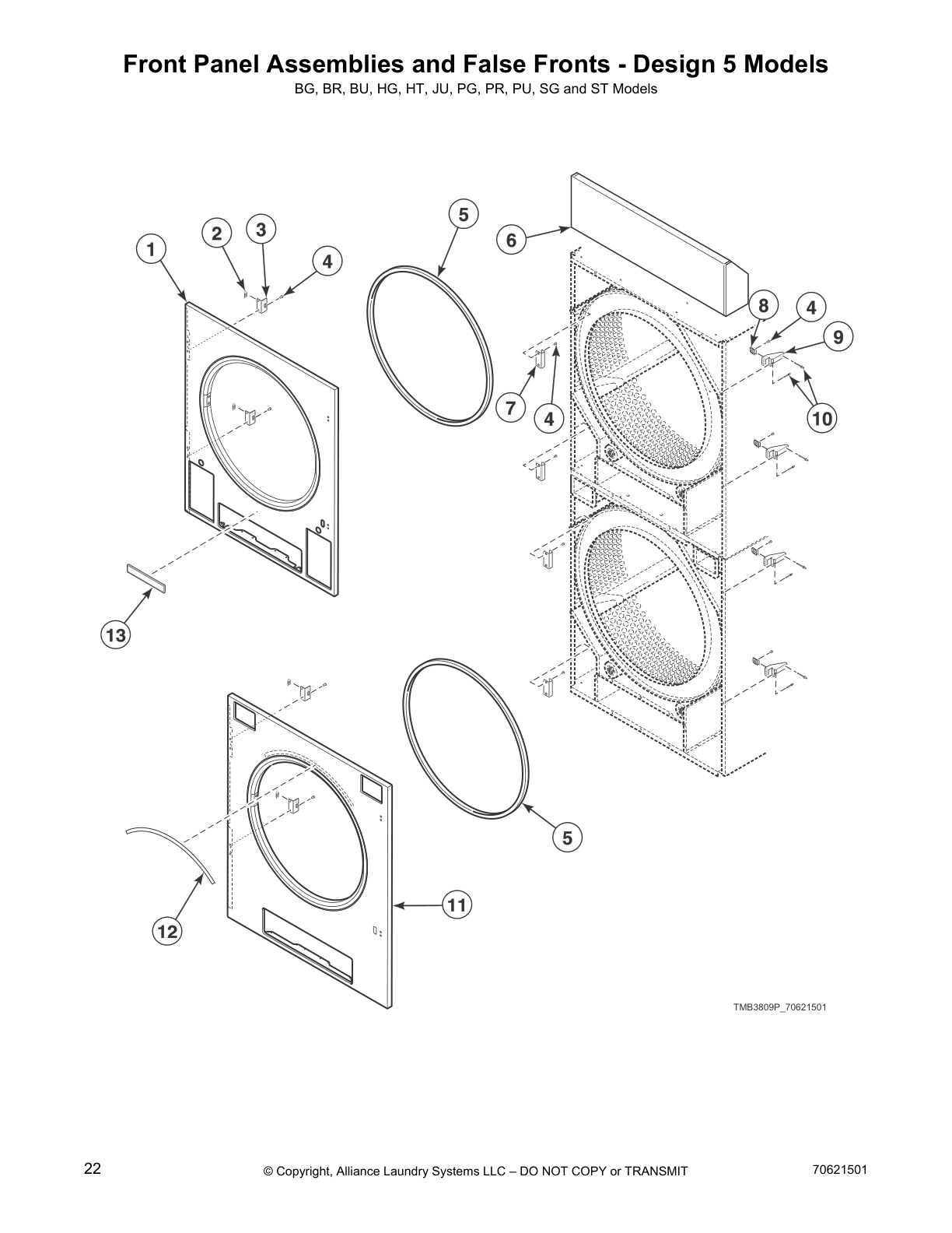Front Panel Assemblies and False Fronts - Design 5 Models