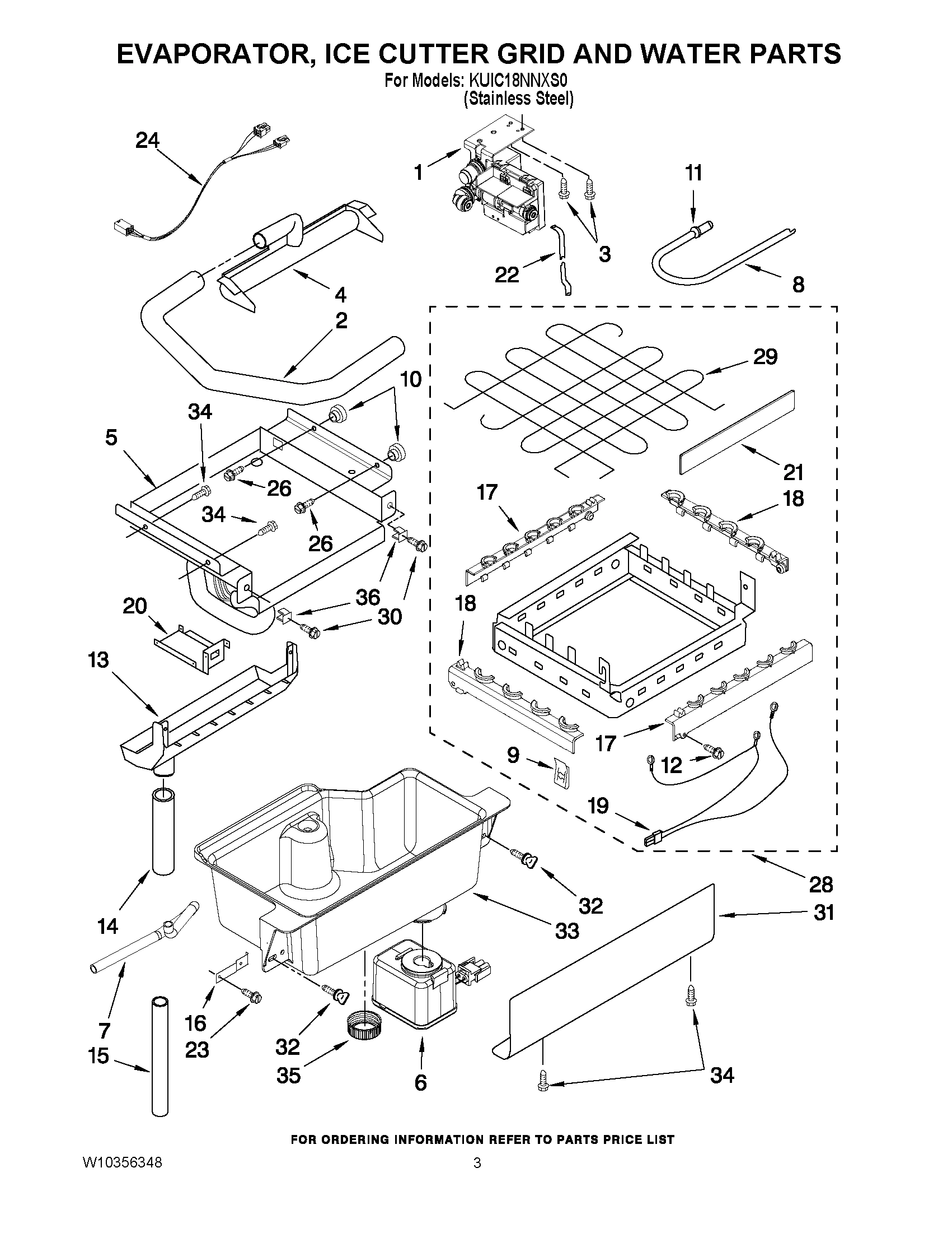 02 - EVAPORATOR, ICE CUTTER GRID AND WATER PARTS