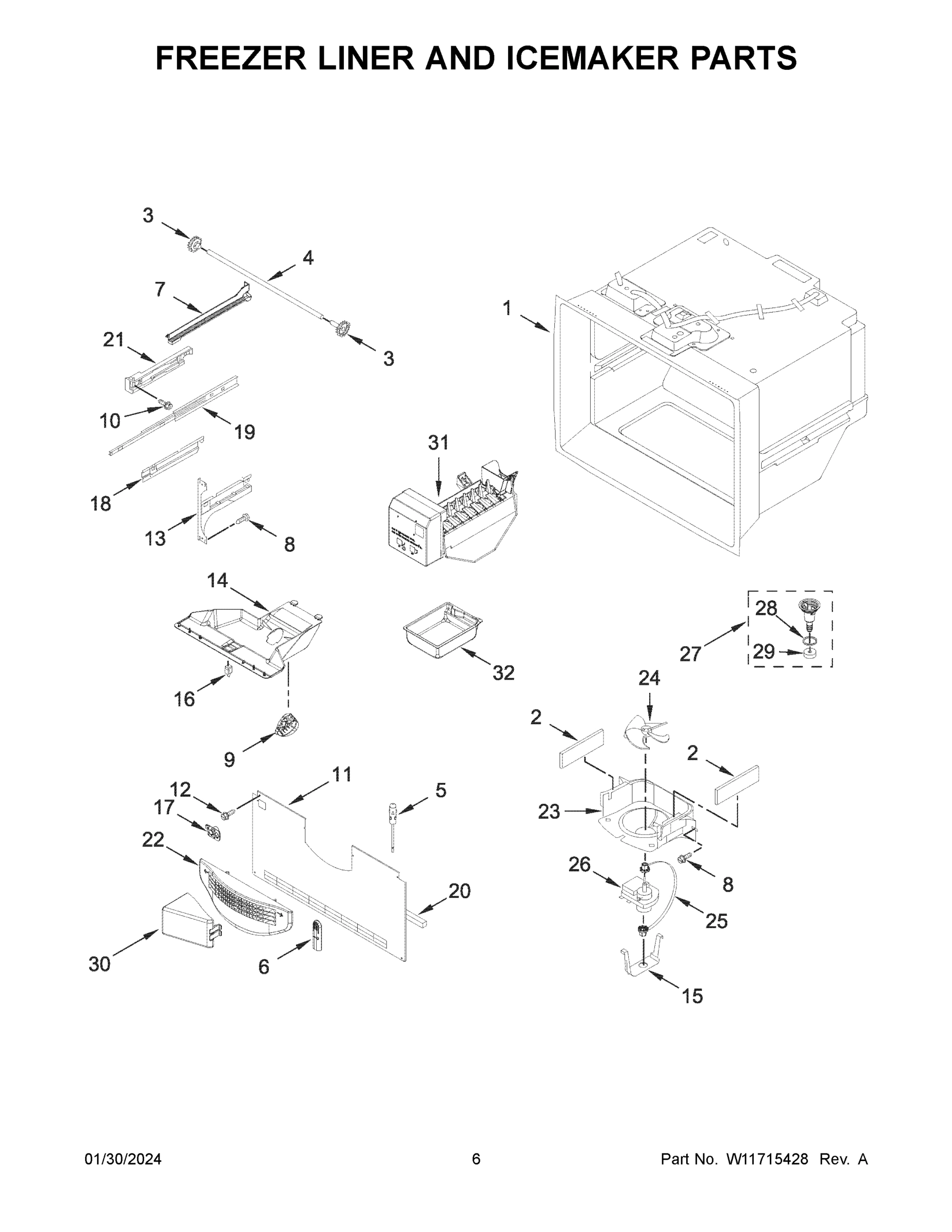 04 - FREEZER LINER AND ICEMAKER PARTS