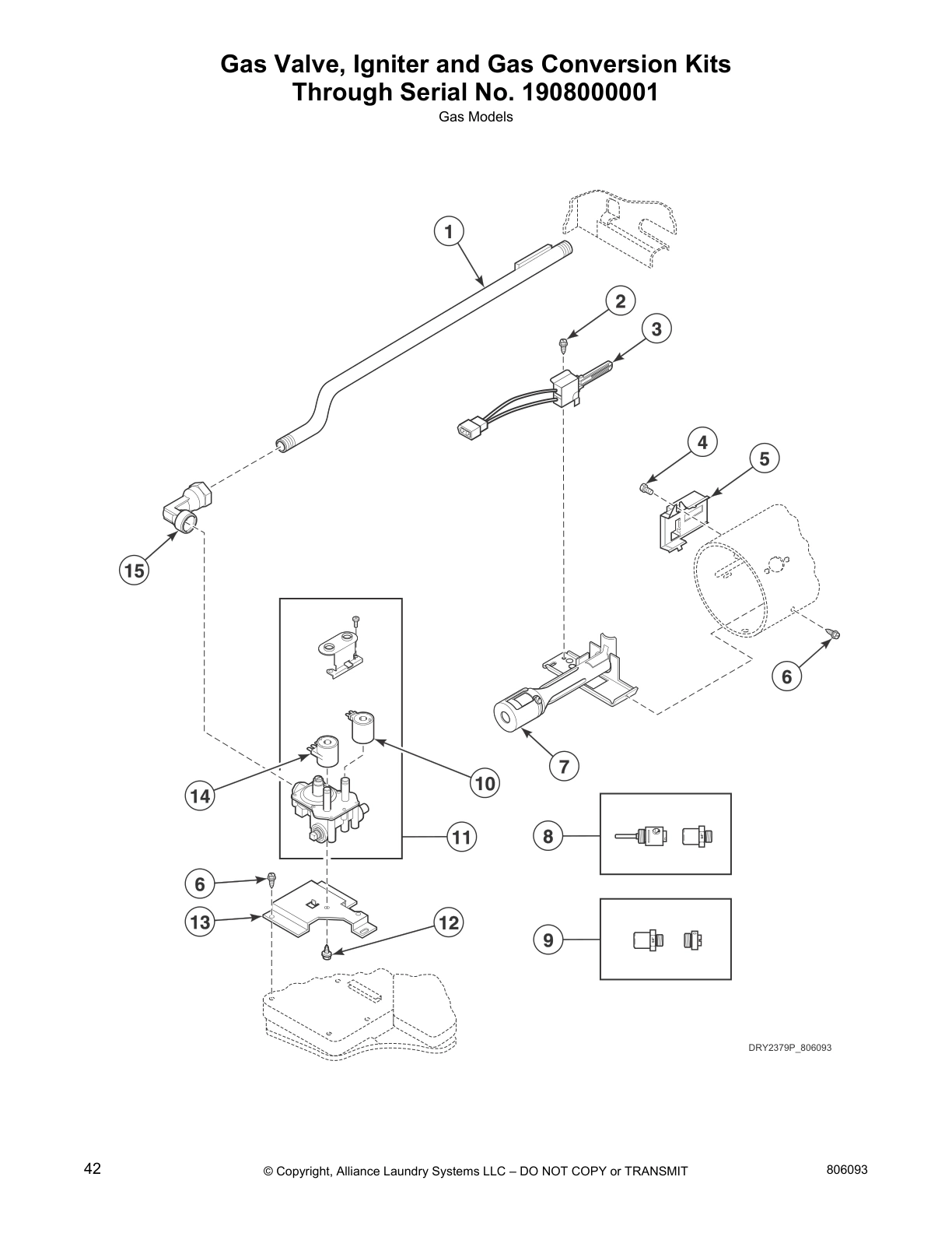 Gas Valve, Igniter and Gas Conversion Kits 
Through Serial No. 1908000001