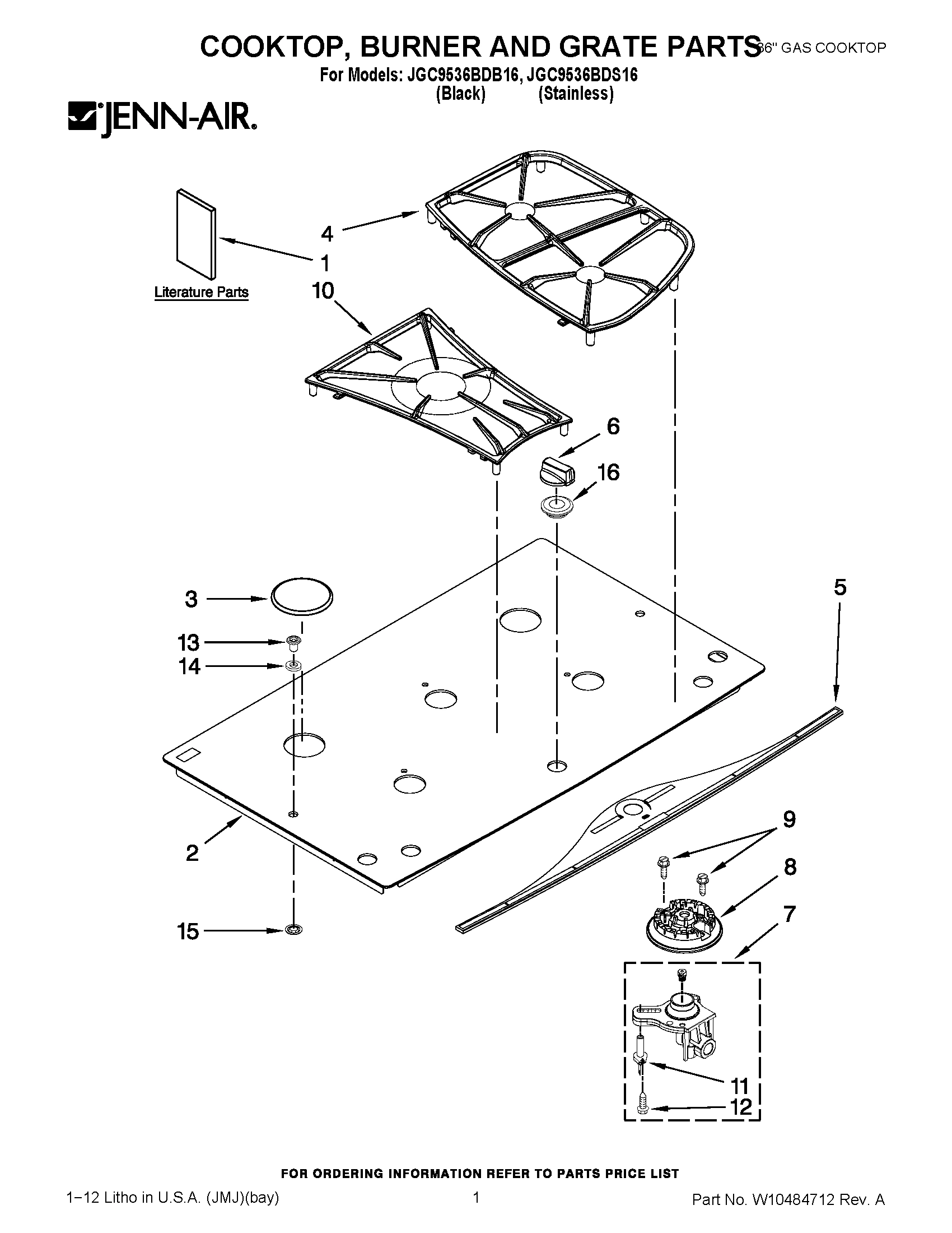 01 - COOKTOP, BURNER AND GRATE PARTS
