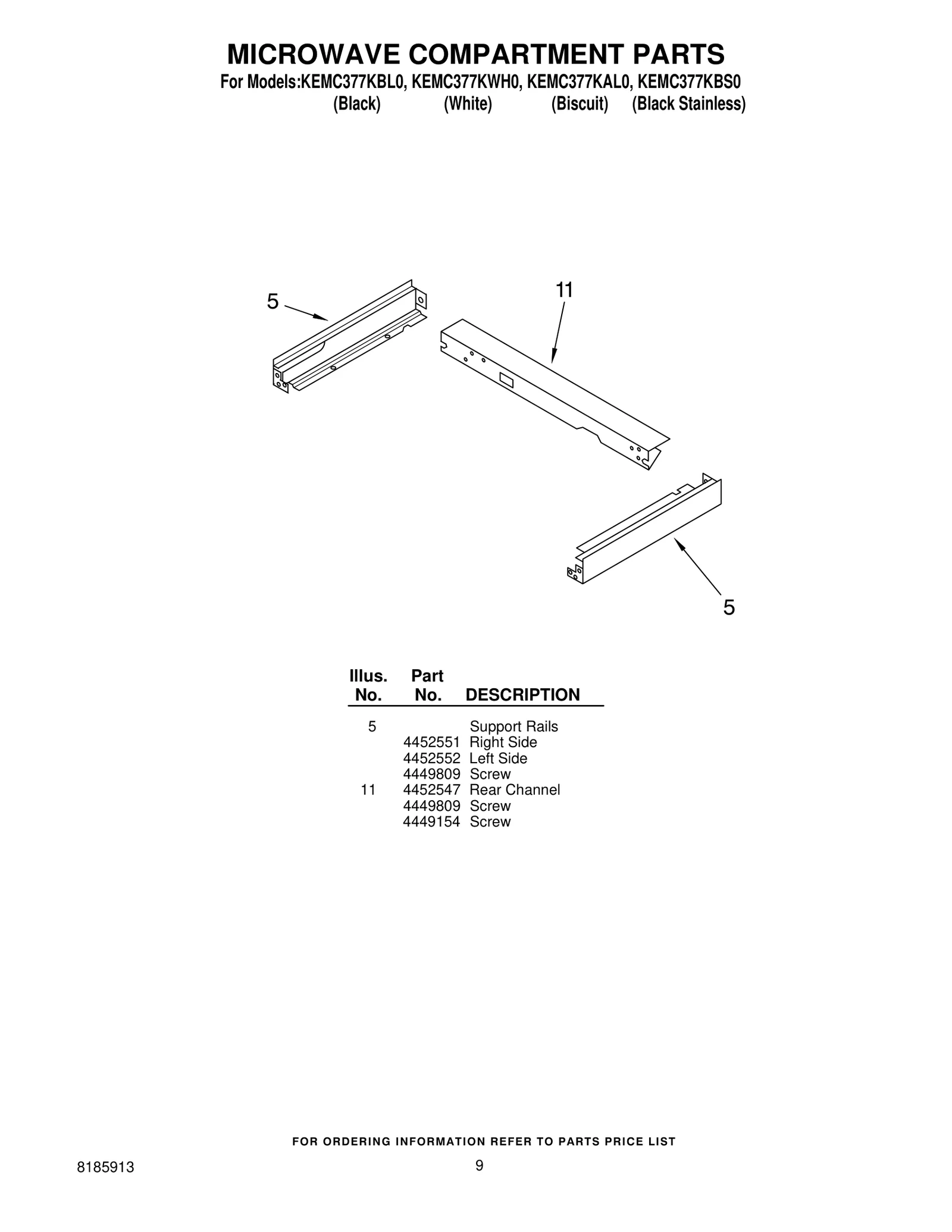 MICROWAVE COMPARTMENT PARTS