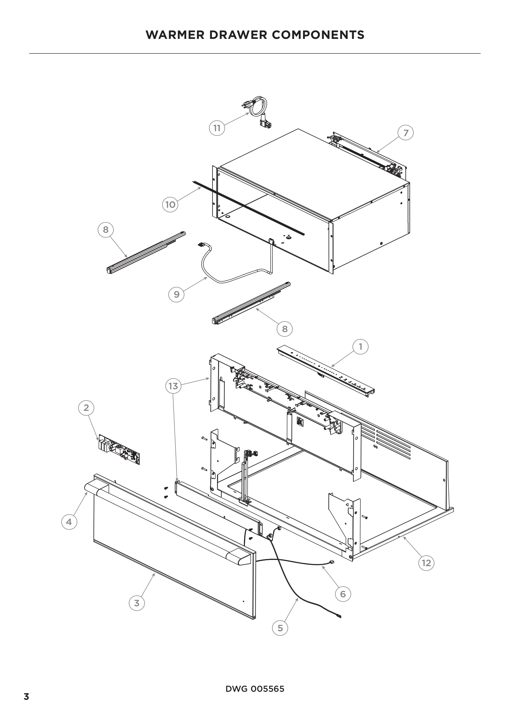 WARMER DRAWER COMPONENTS