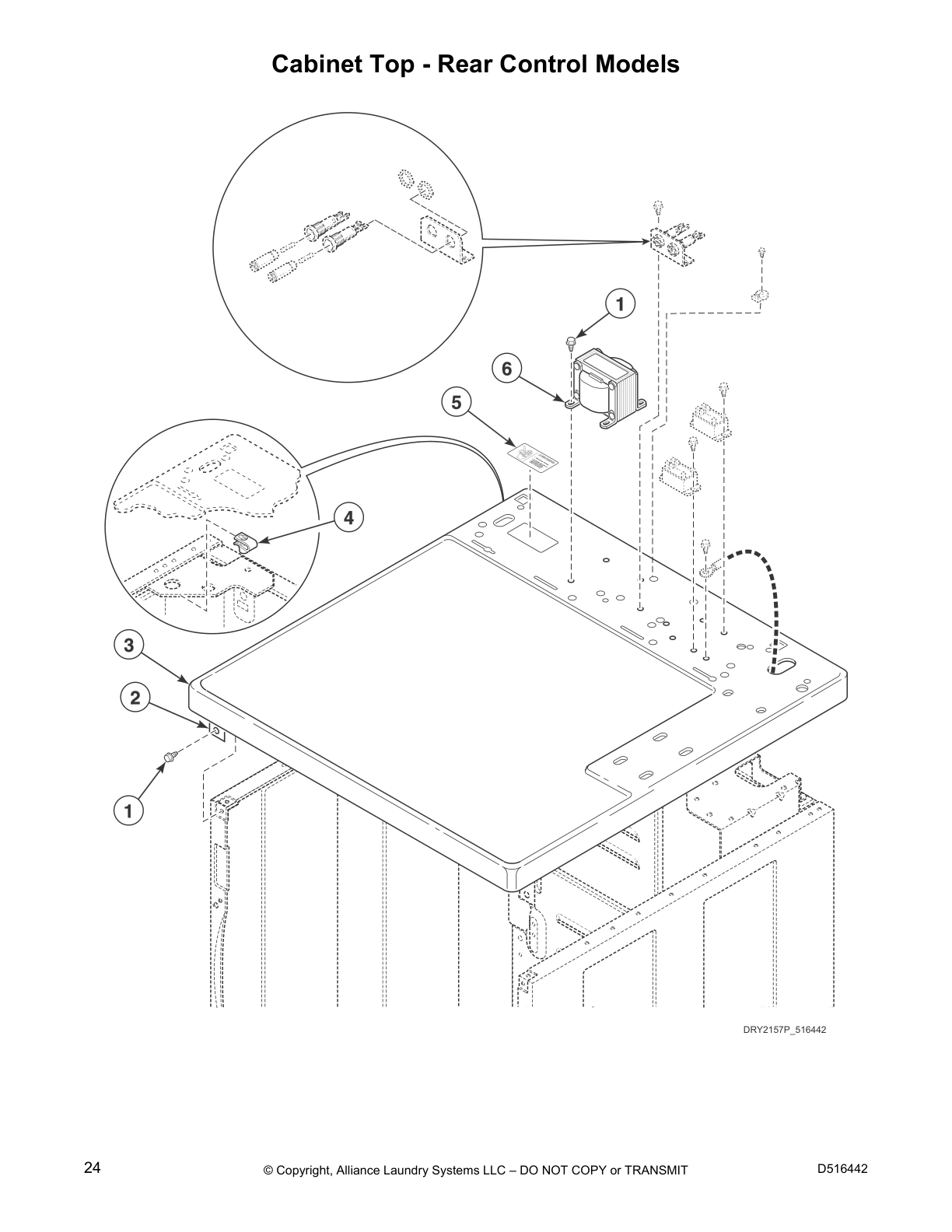 Cabinet Top - Rear Control Models