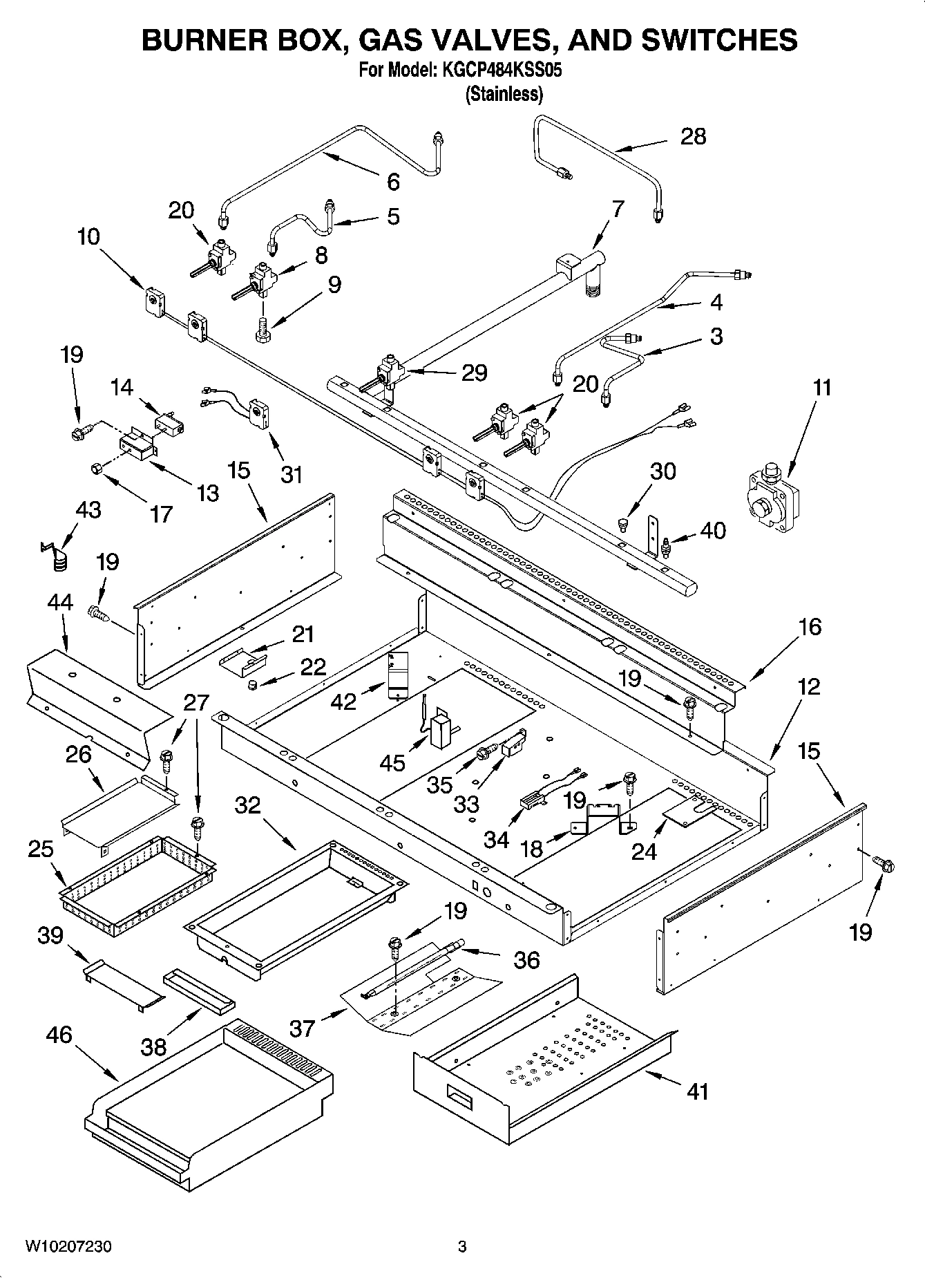 02 - BURNER BOX, GAS VALVES, AND SWITCHES, OPTIONAL PARTS