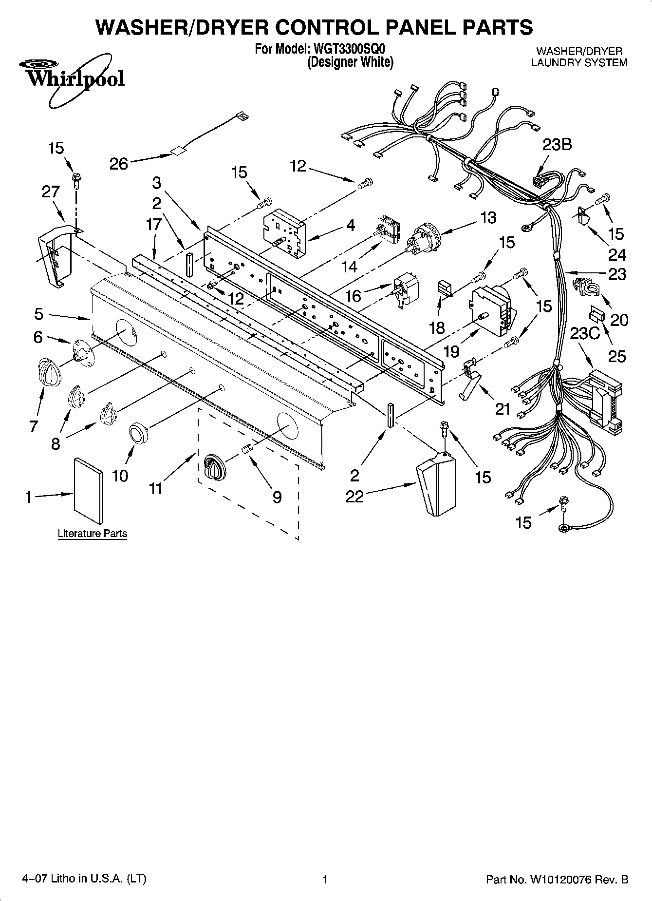 01 - WASHER/DRYER CONTROL PANEL PARTS