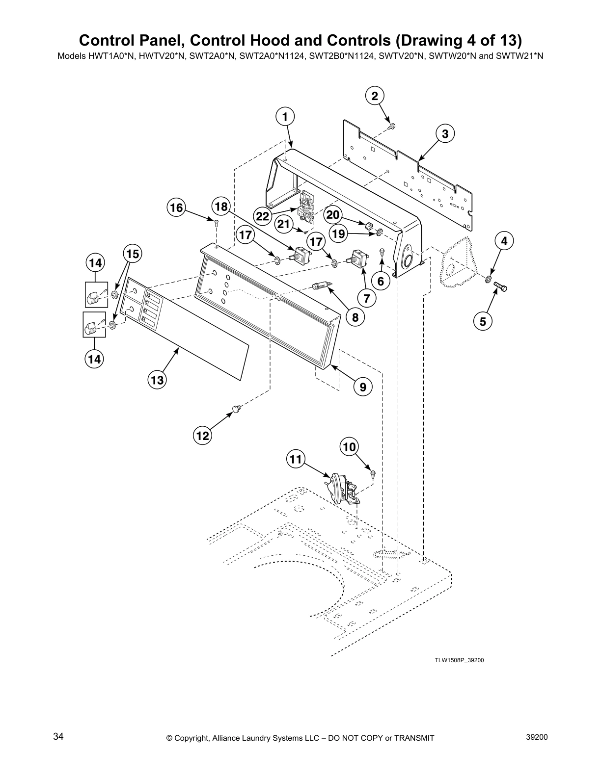 Control Panel, Control Hood and Controls (Drawing 4 of 13)