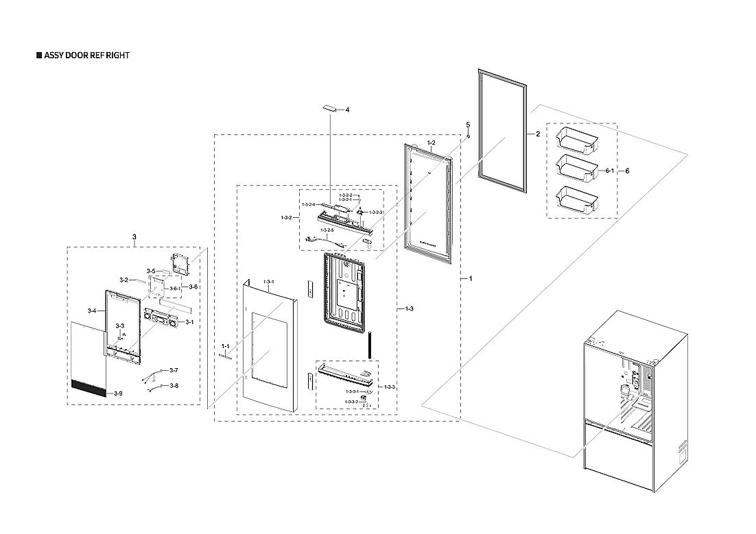Right Refrigerator Door Assembly