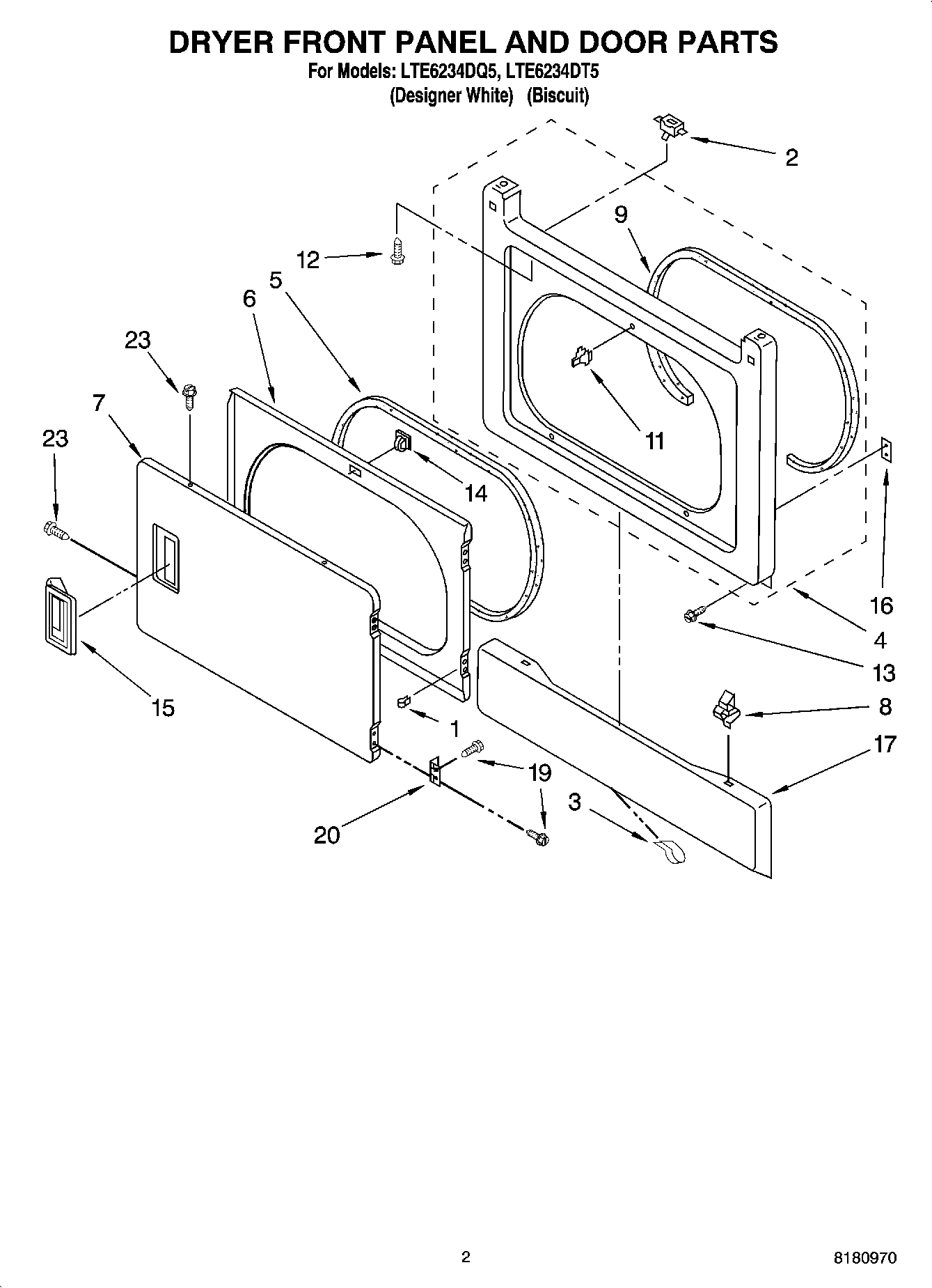 02 - DRYER FRONT PANEL AND DOOR PARTS