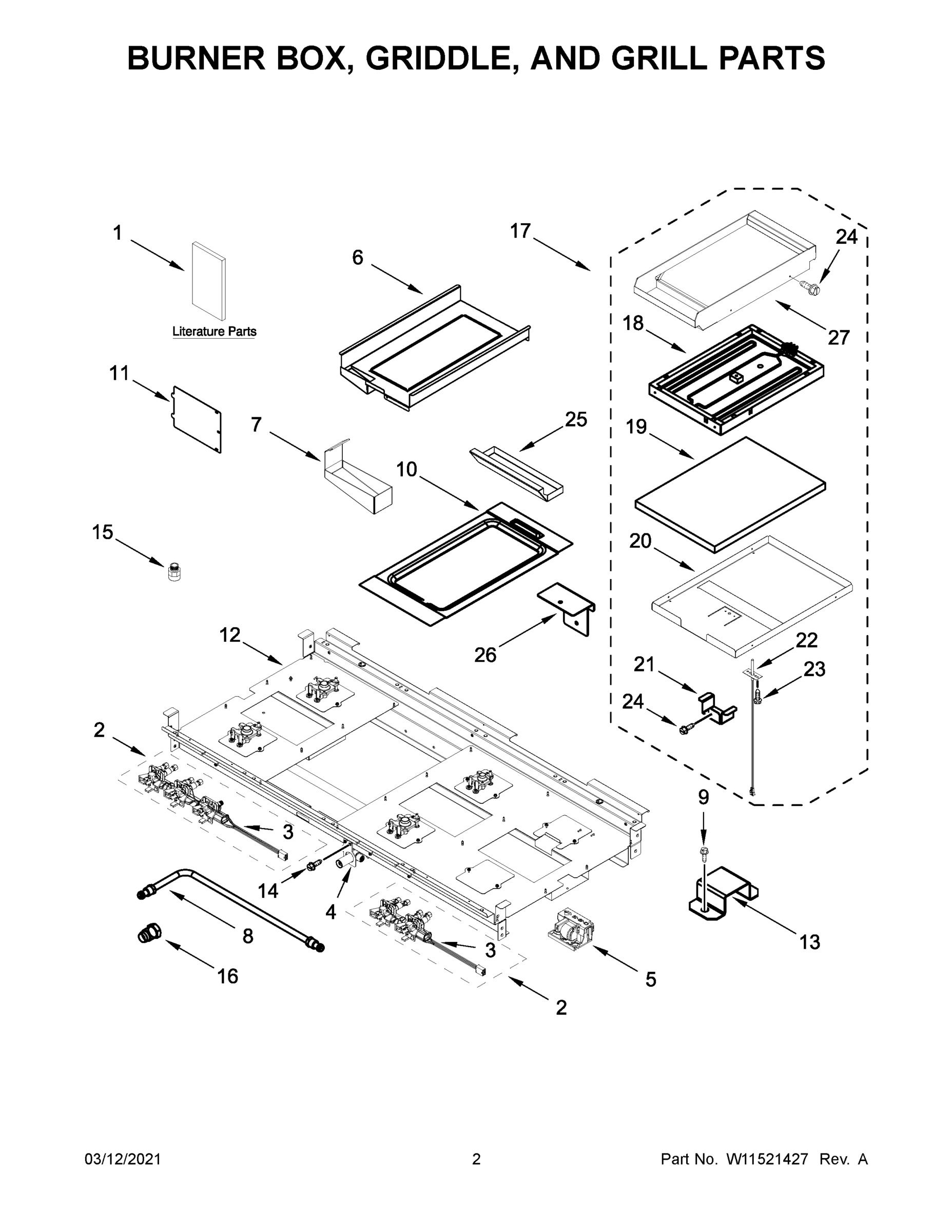 02 - BURNER BOX, GRIDDLE, AND GRILL PARTS