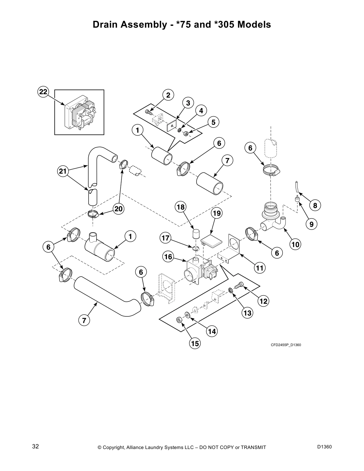 Drain Assembly - *75 and *305 Models