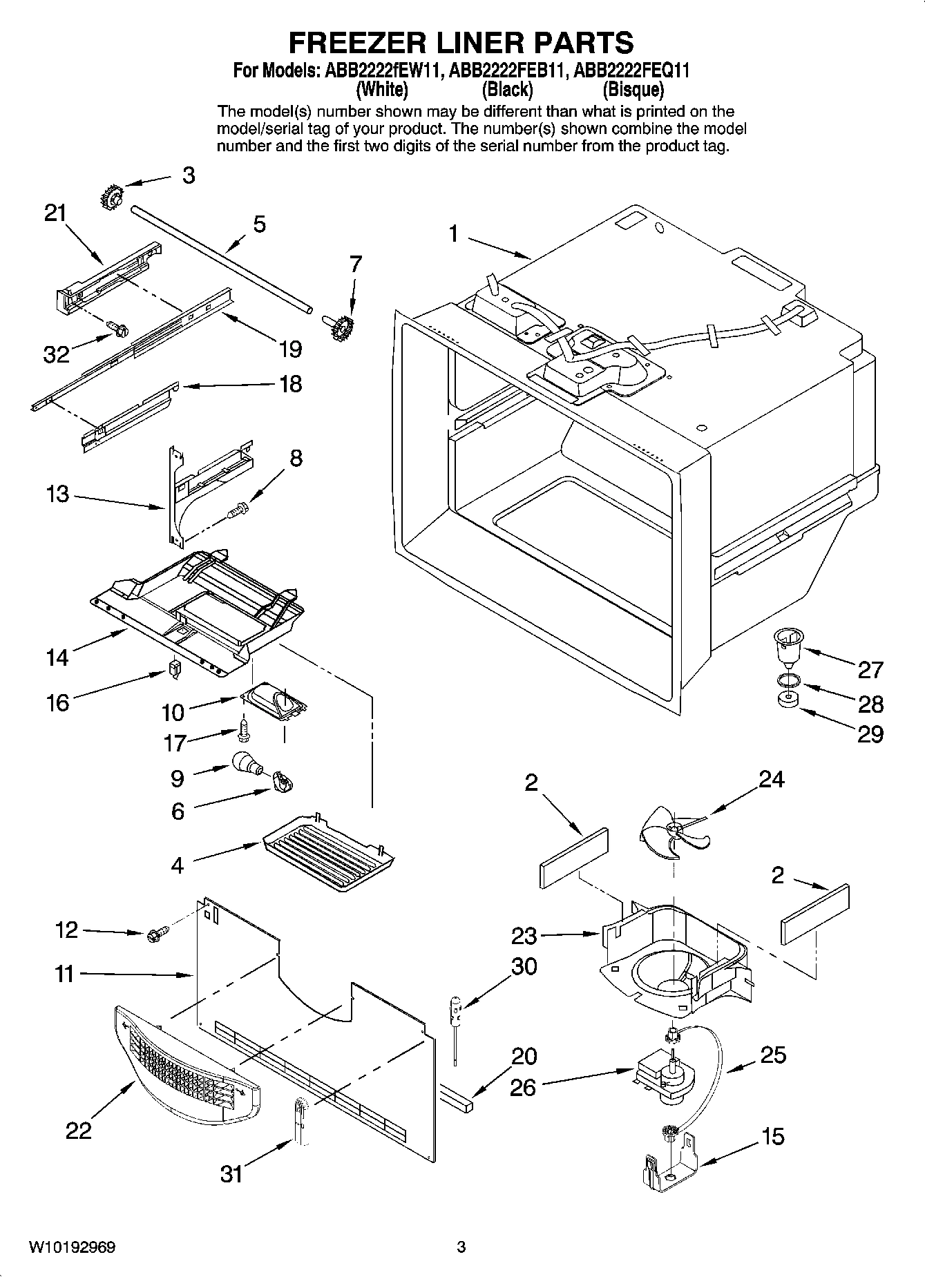 02 - FREEZER LINER PARTS