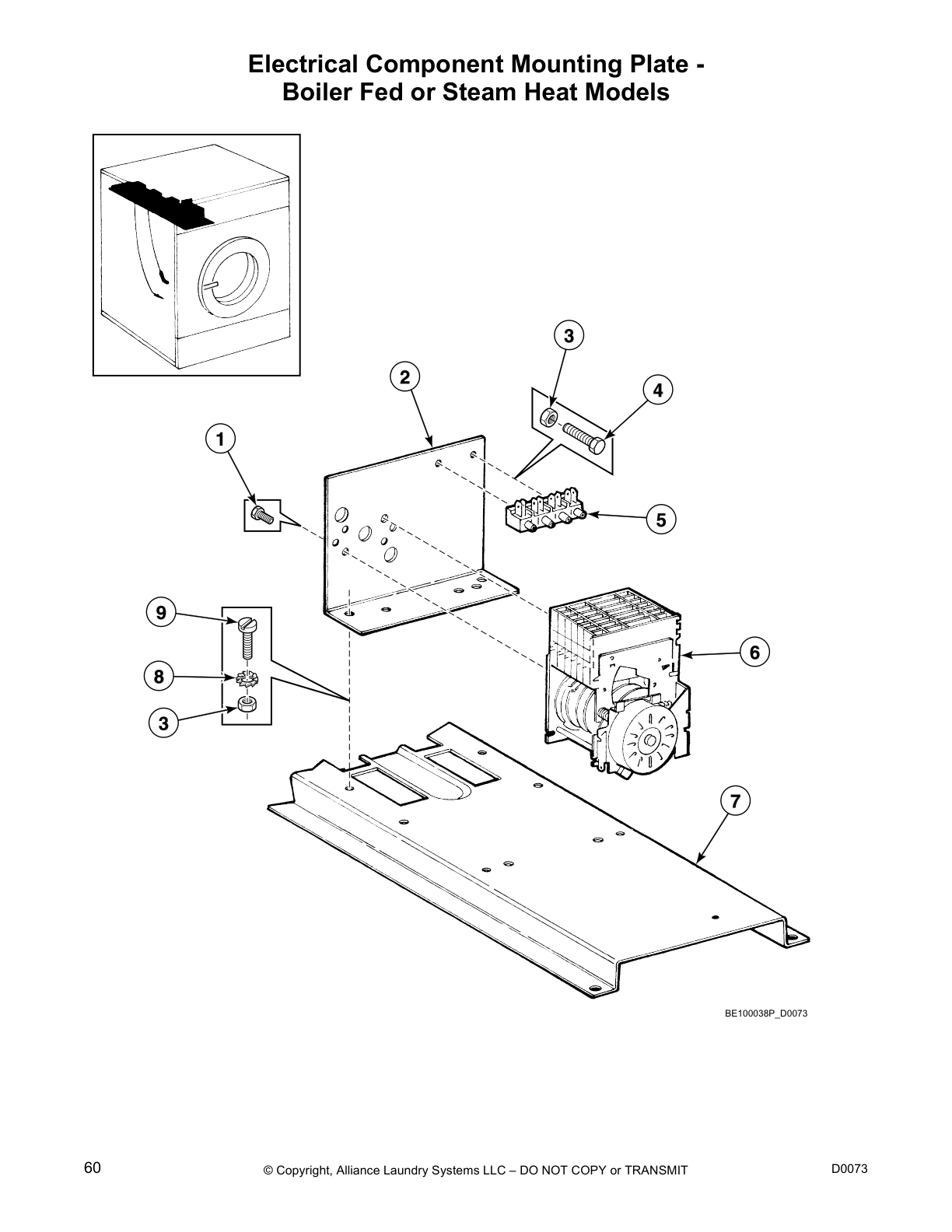 Electrical Component Mounting Plate - 
Boiler Fed or Steam Heat Models