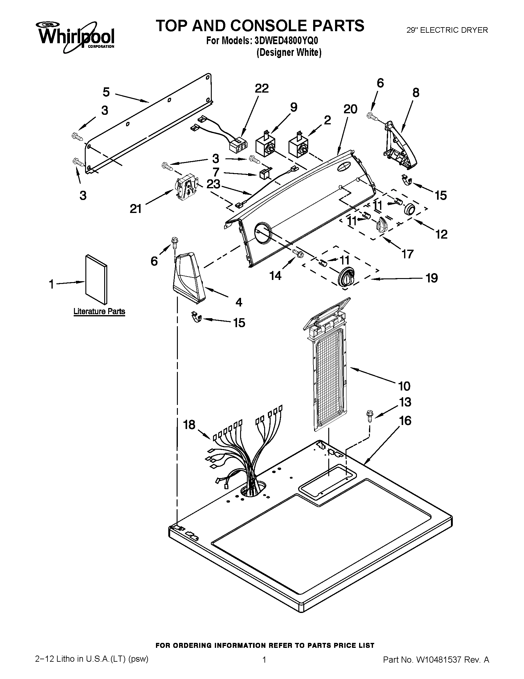01 - TOP AND CONSOLE PARTS