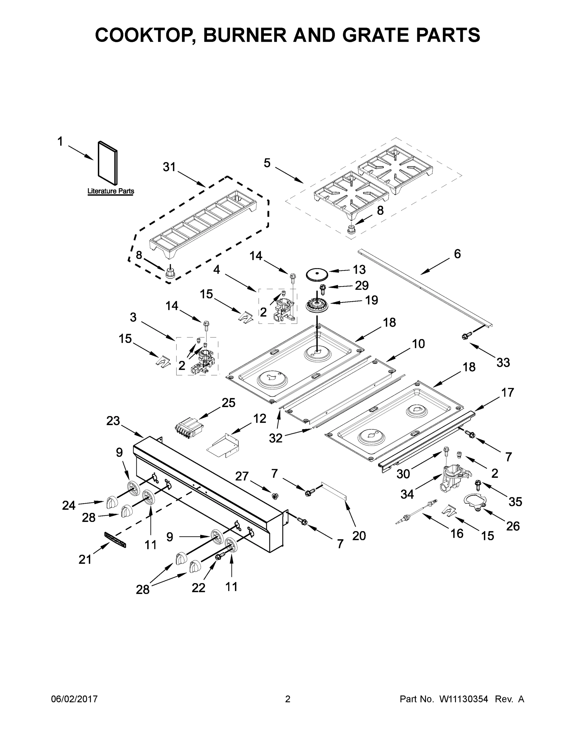 02 - COOKTOP, BURNER AND GRATE PARTS