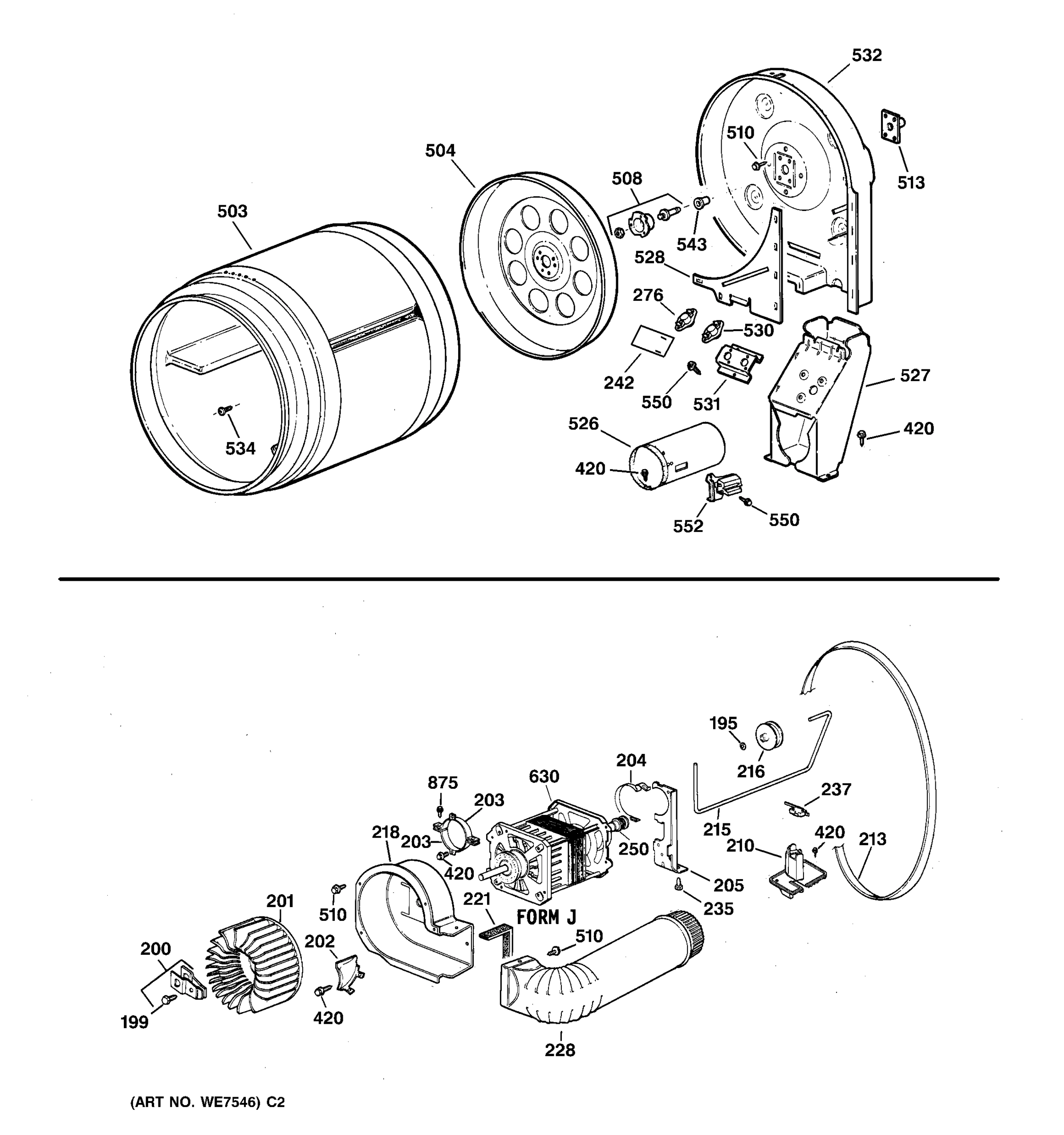 DRUM, DUCT, BLOWER & DRIVE ASSEMBLY
