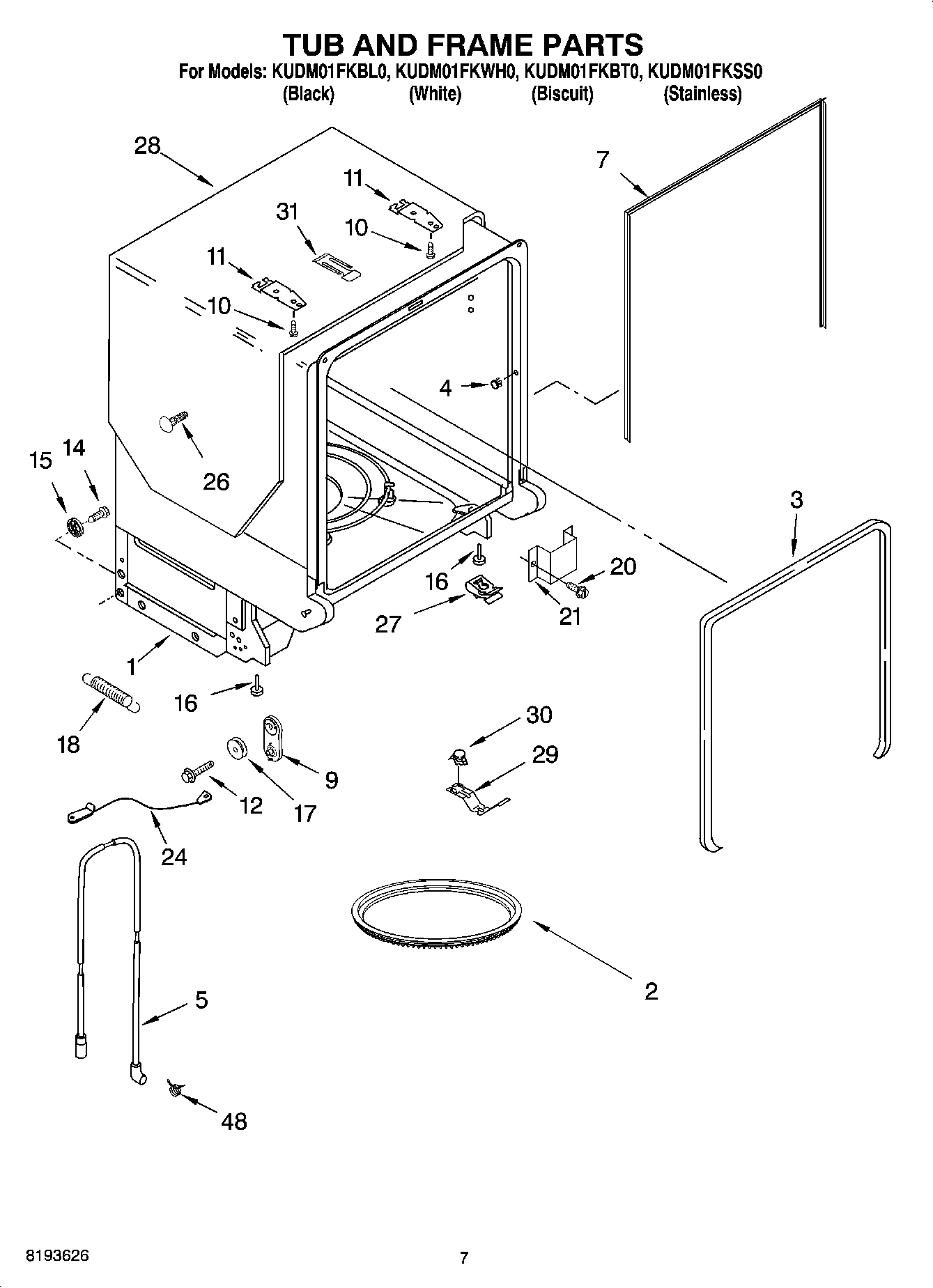 07 - TUB AND FRAME PARTS