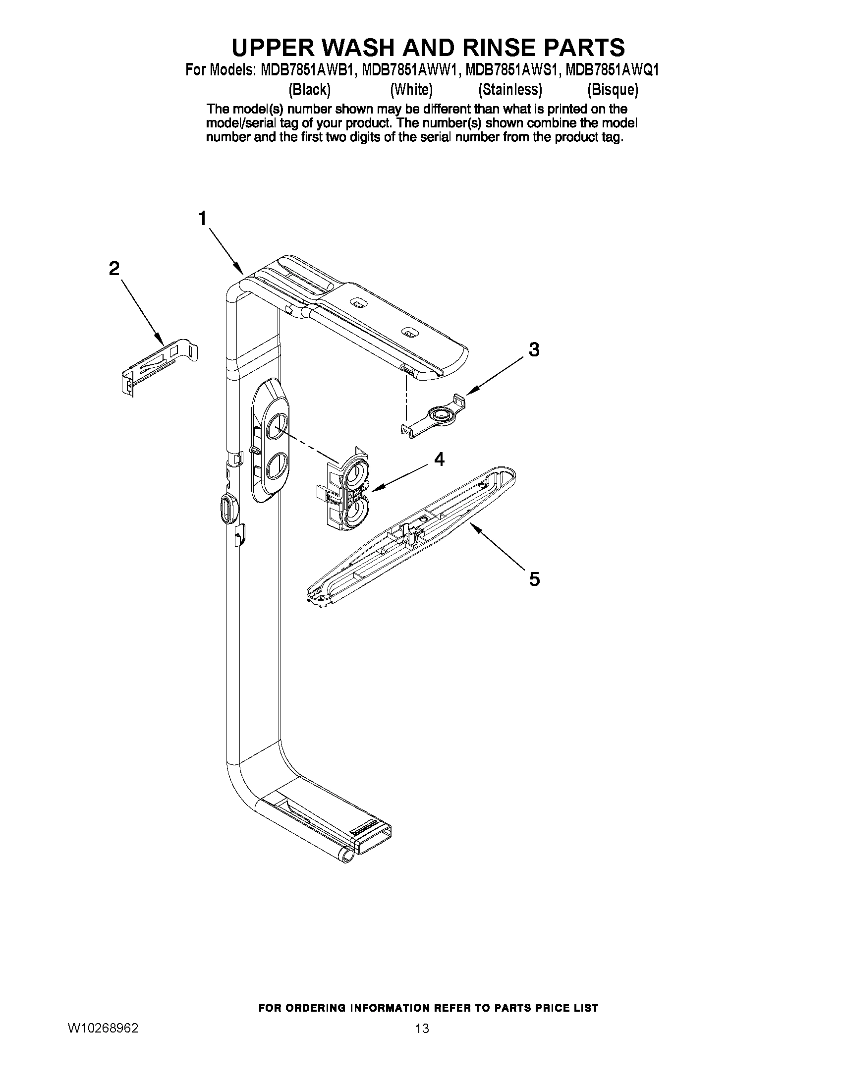 10 - UPPER WASH AND RINSE PARTS