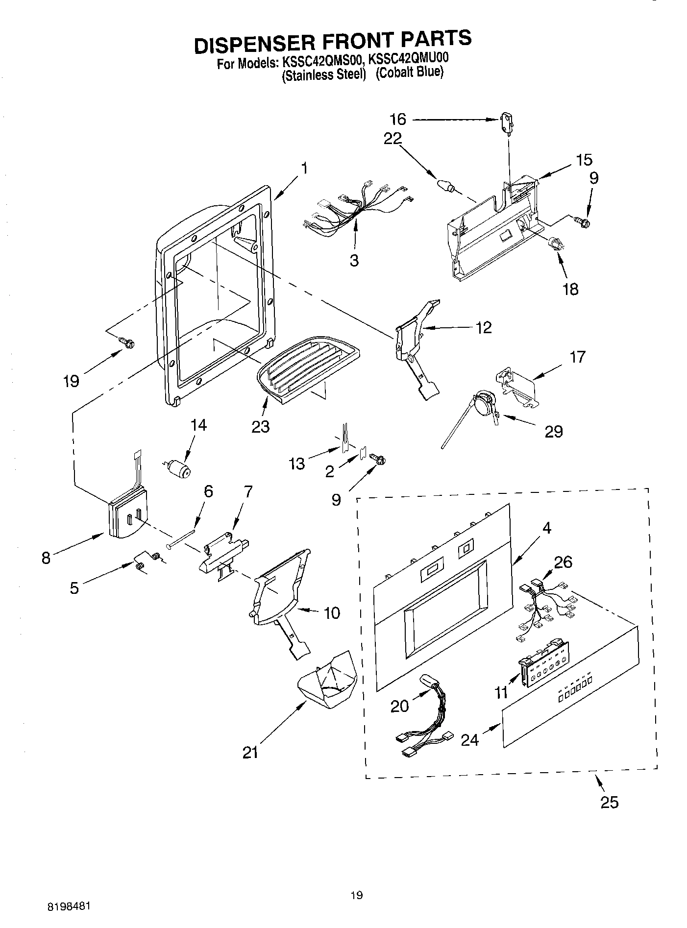 12 - DISPENSER AND FRONT PARTS