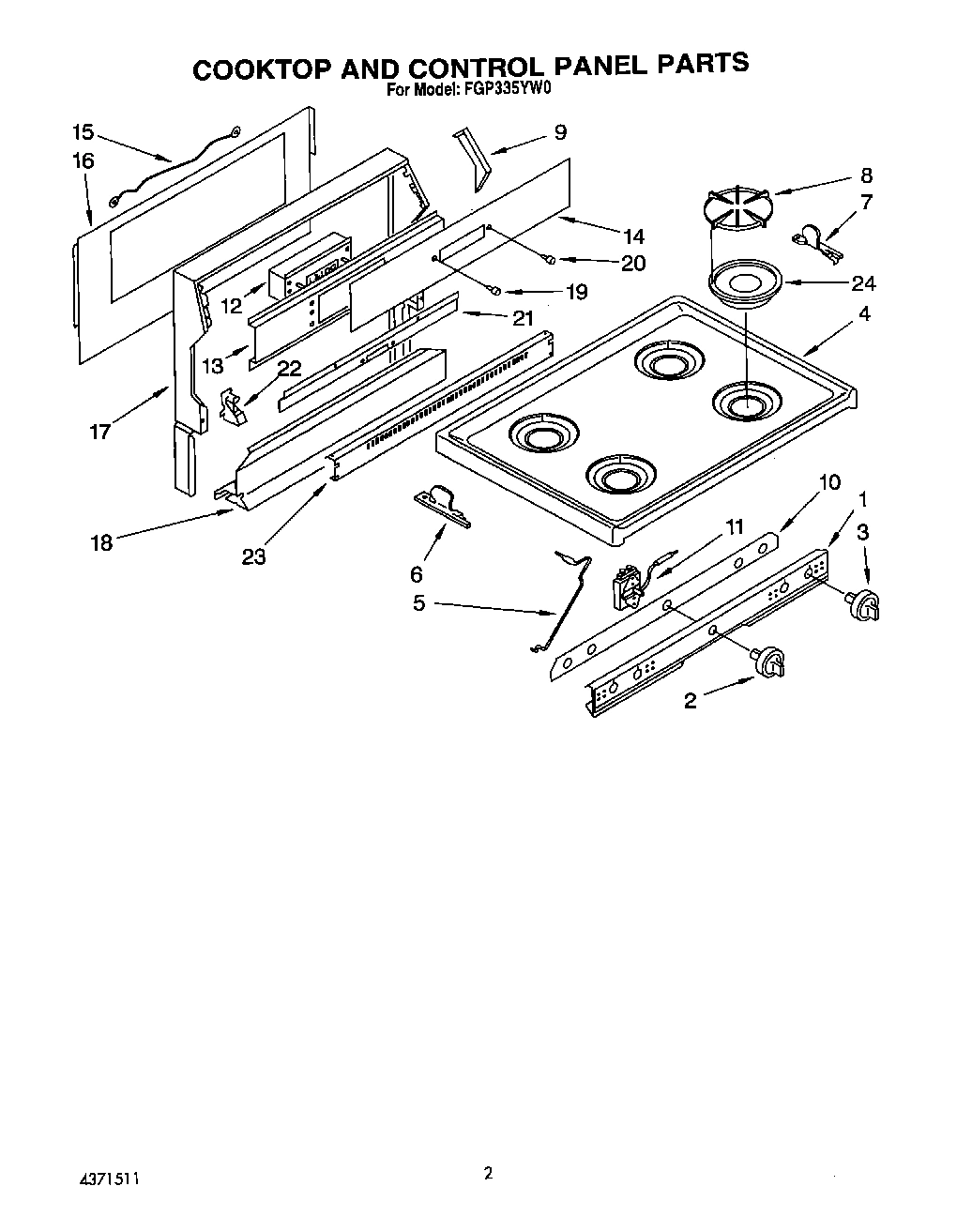 02 - COOKTOP AND CONTROL PANEL, LIT/OPTI