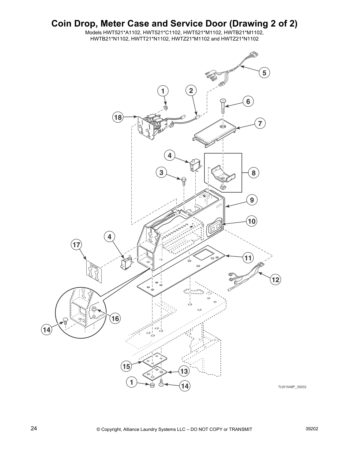 Coin Drop, Meter Case and Service Door (Drawing 2 of 2)