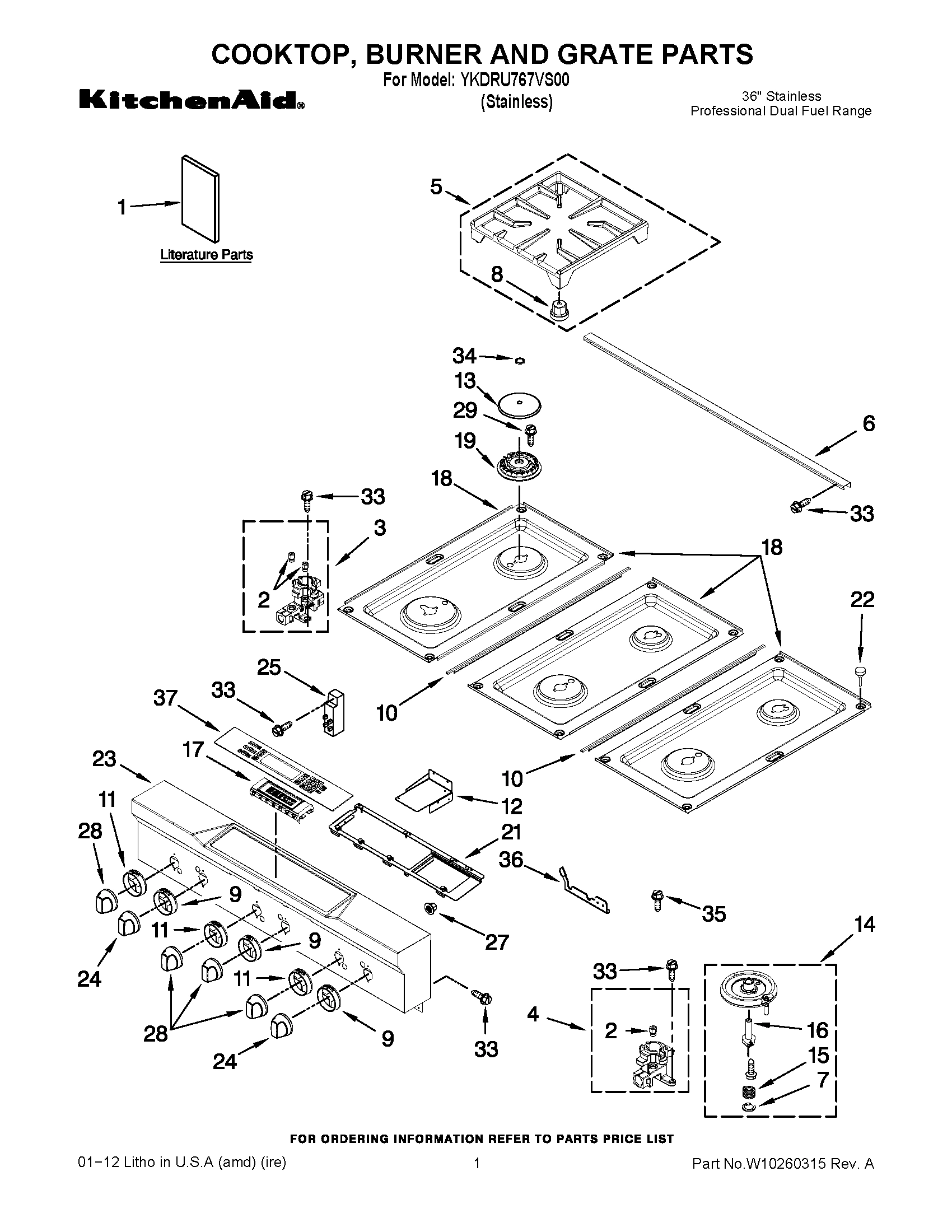 01 - COOKTOP, BURNER AND GRATE PARTS