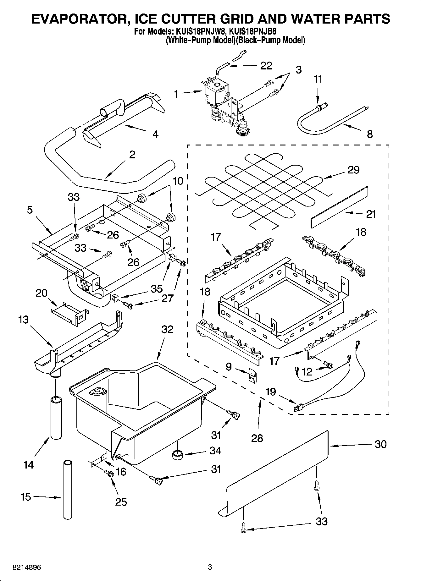 02 - EVAPORATOR, ICE CUTTER GRID AND WATER PARTS