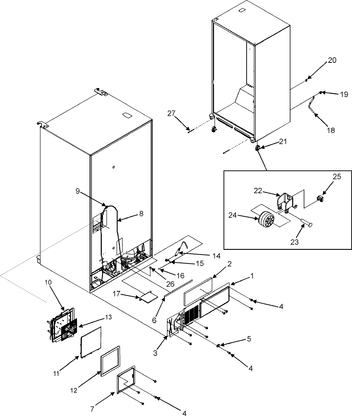 01 - CABINET BACK/FRONT ROLLERS