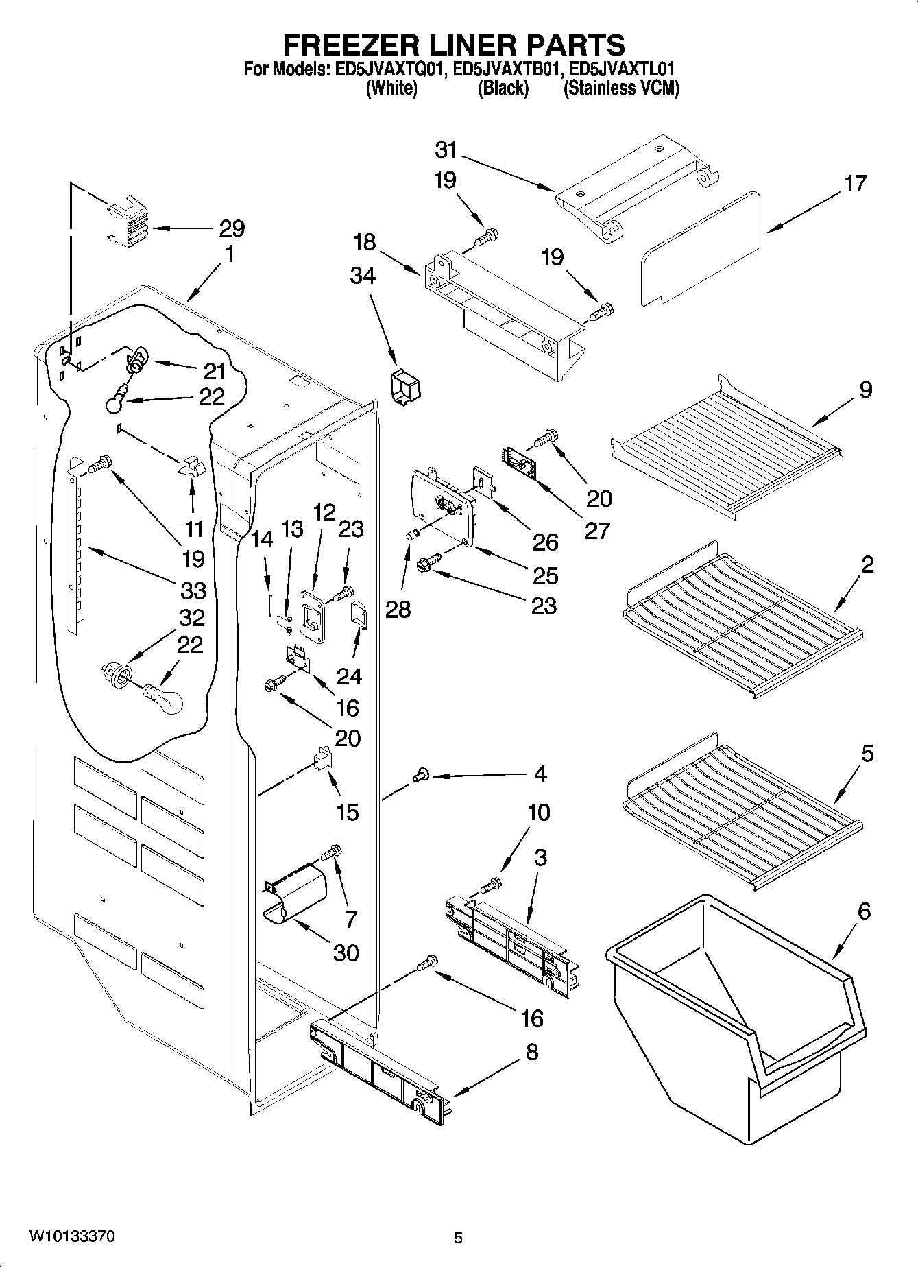 04 - FREEZER LINER PARTS
