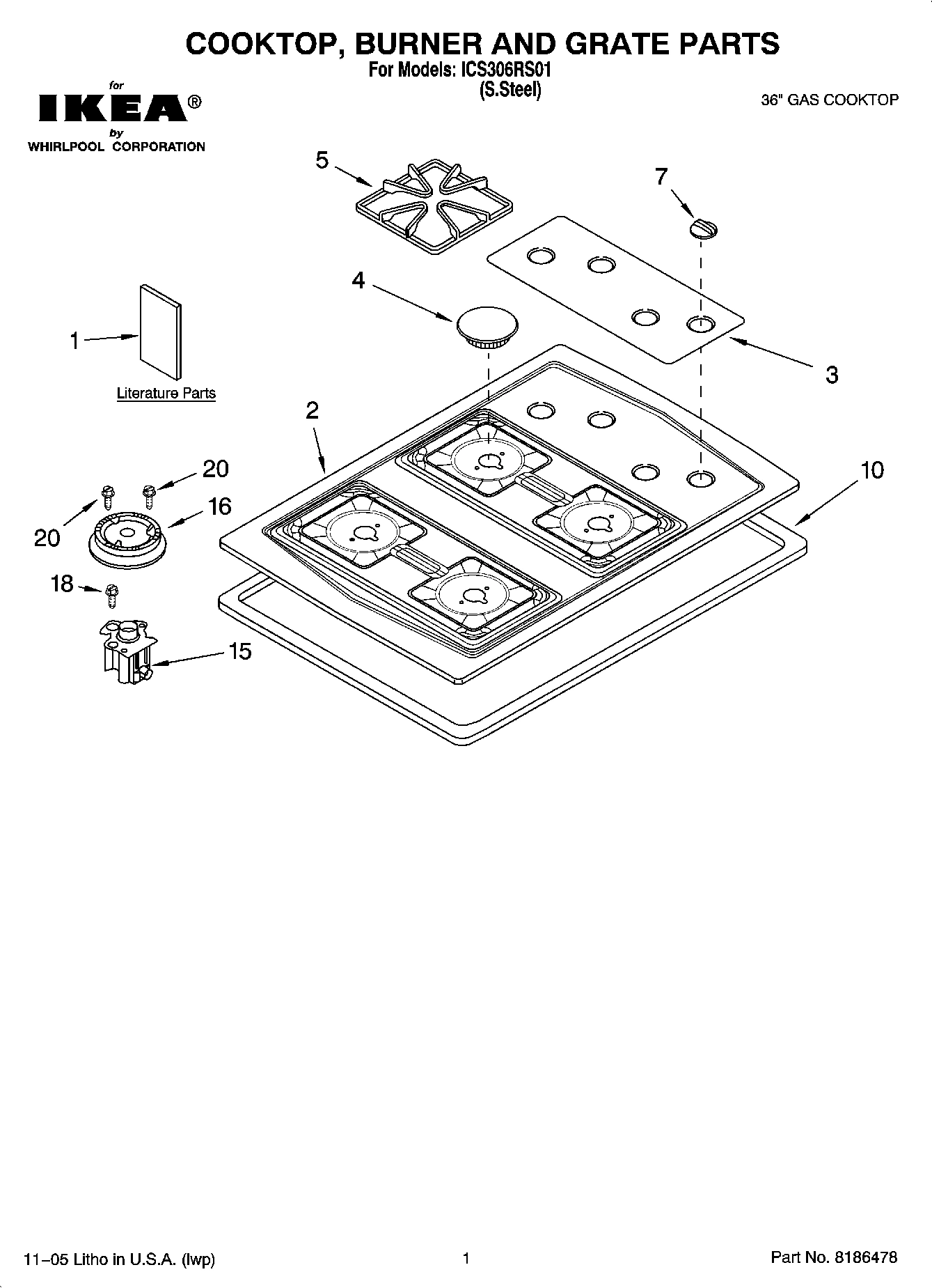 01 - COOKTOP, BURNER AND GRATE PARTS