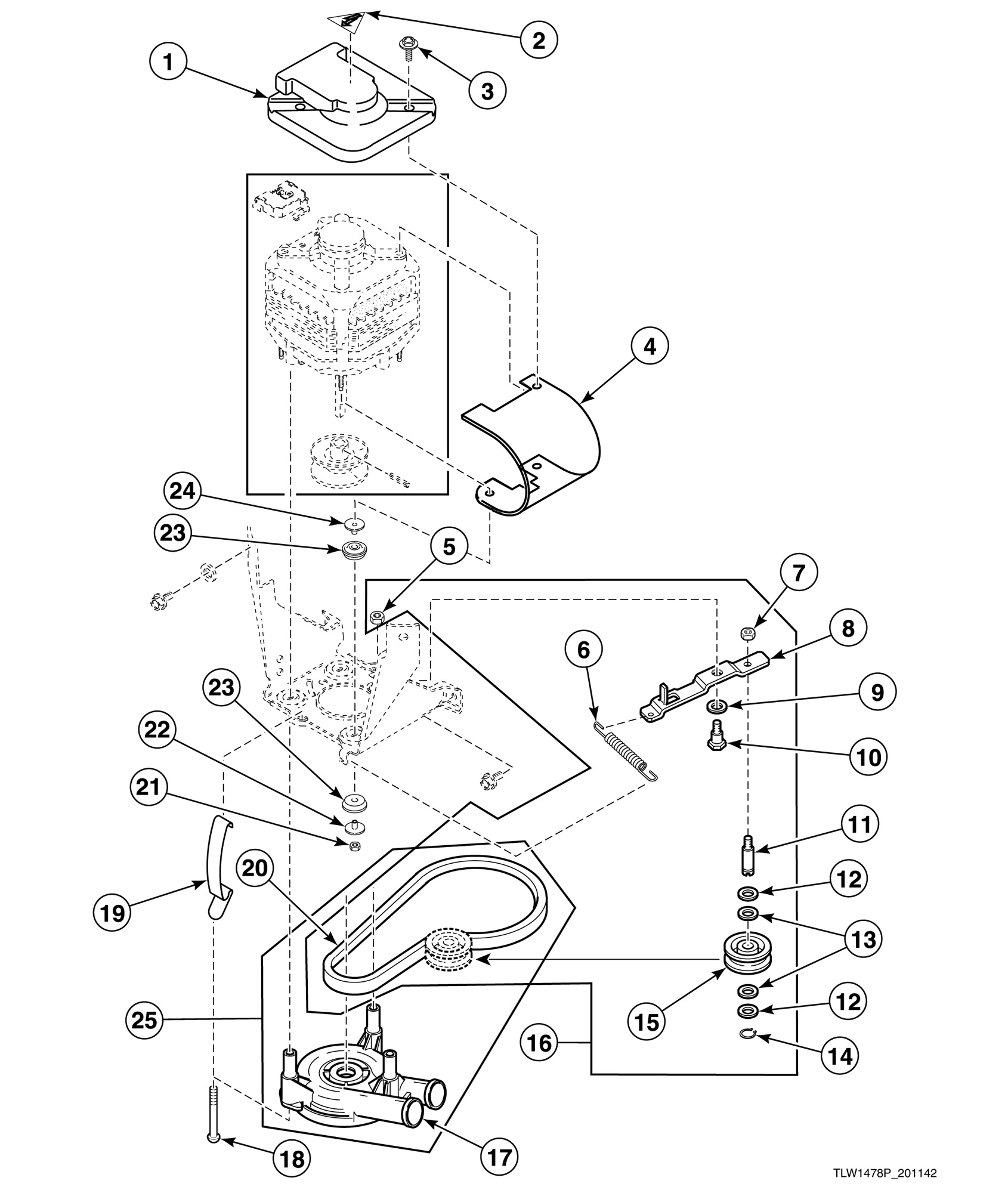 Belt, Pump and Idler Assembly (Drawing 4 of 4)