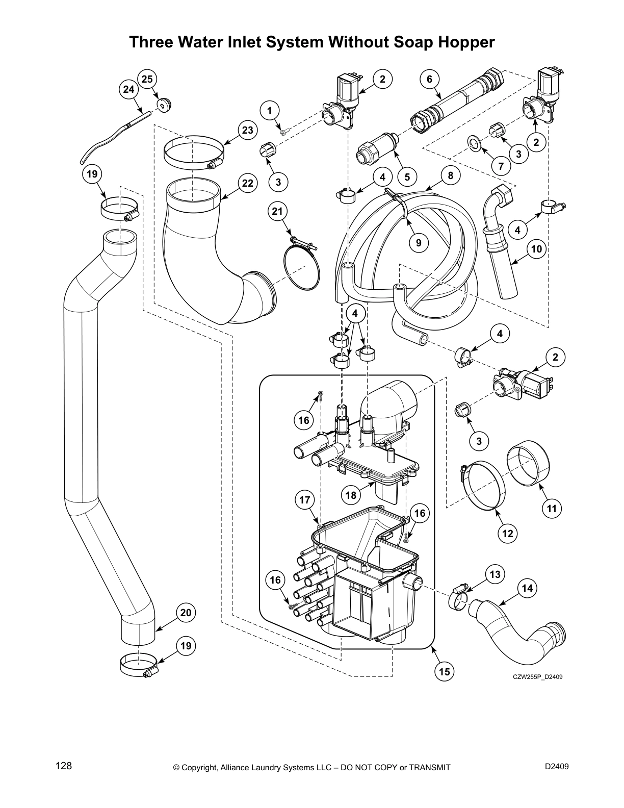 Three Water Inlet System Without Soap Hopper