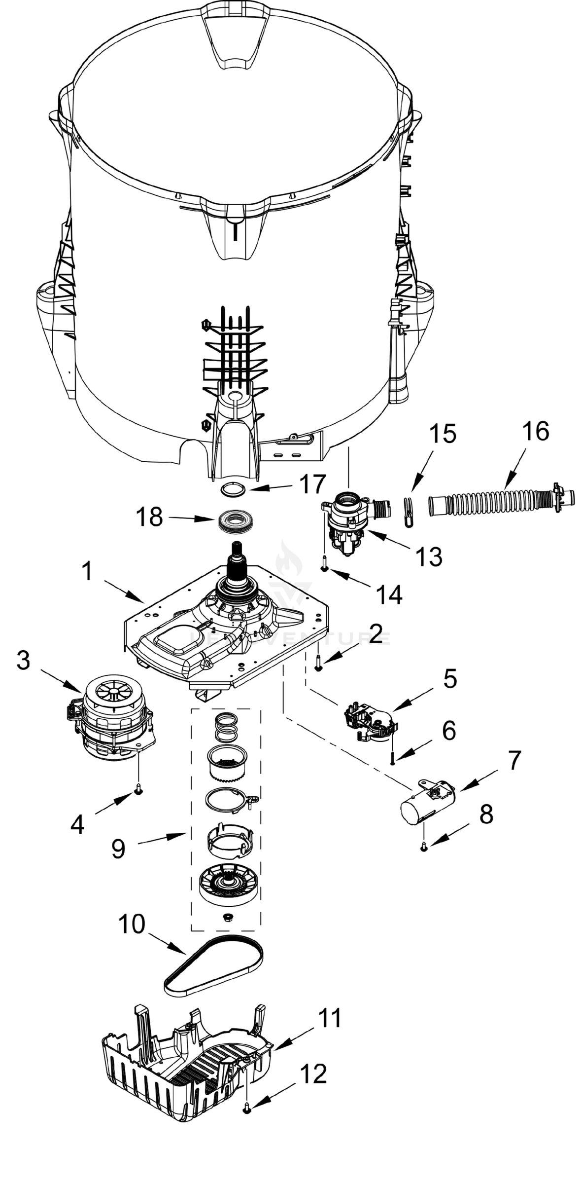 GEARCASE, MOTOR AND PUMP PARTS