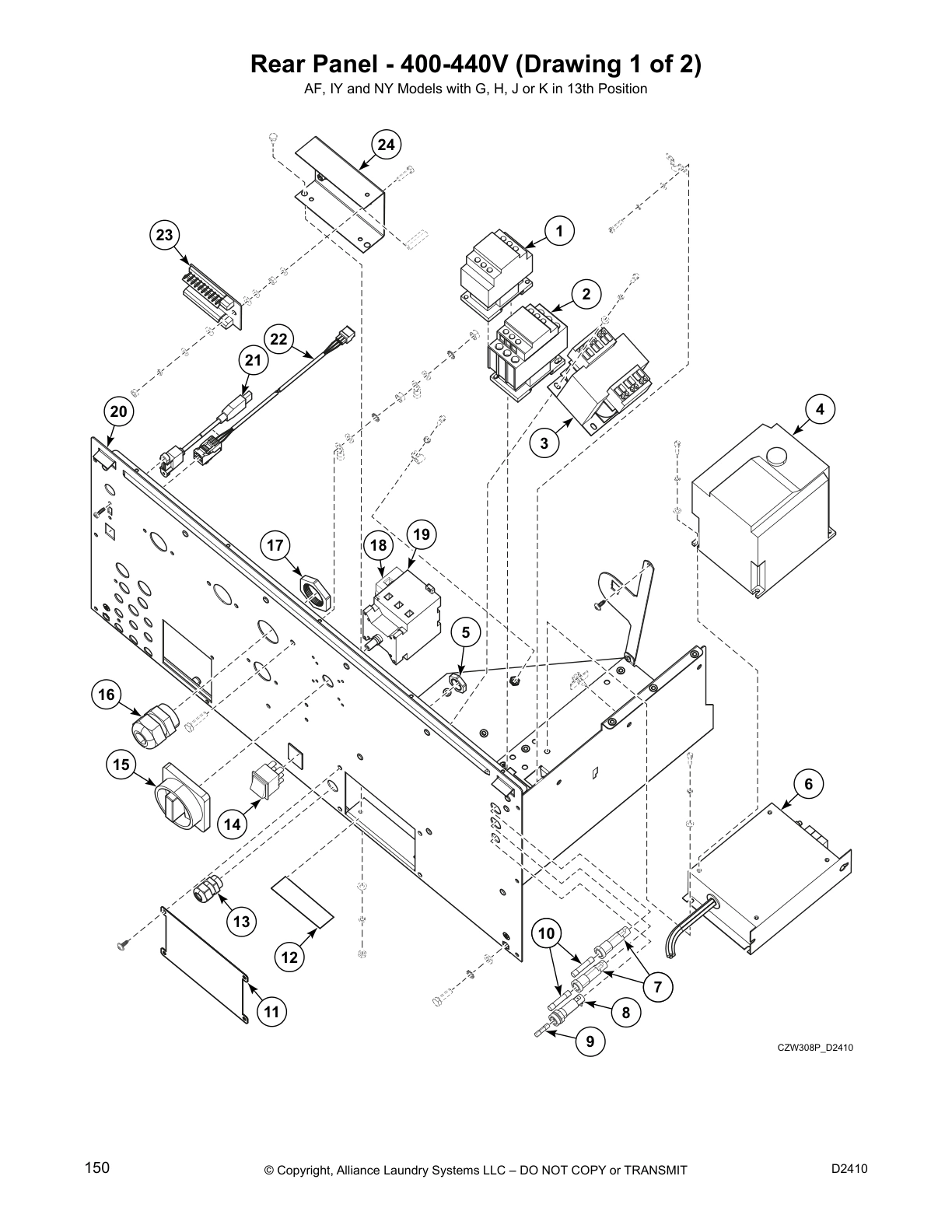 Rear Panel - 400-440V (Drawing 1 of 2)