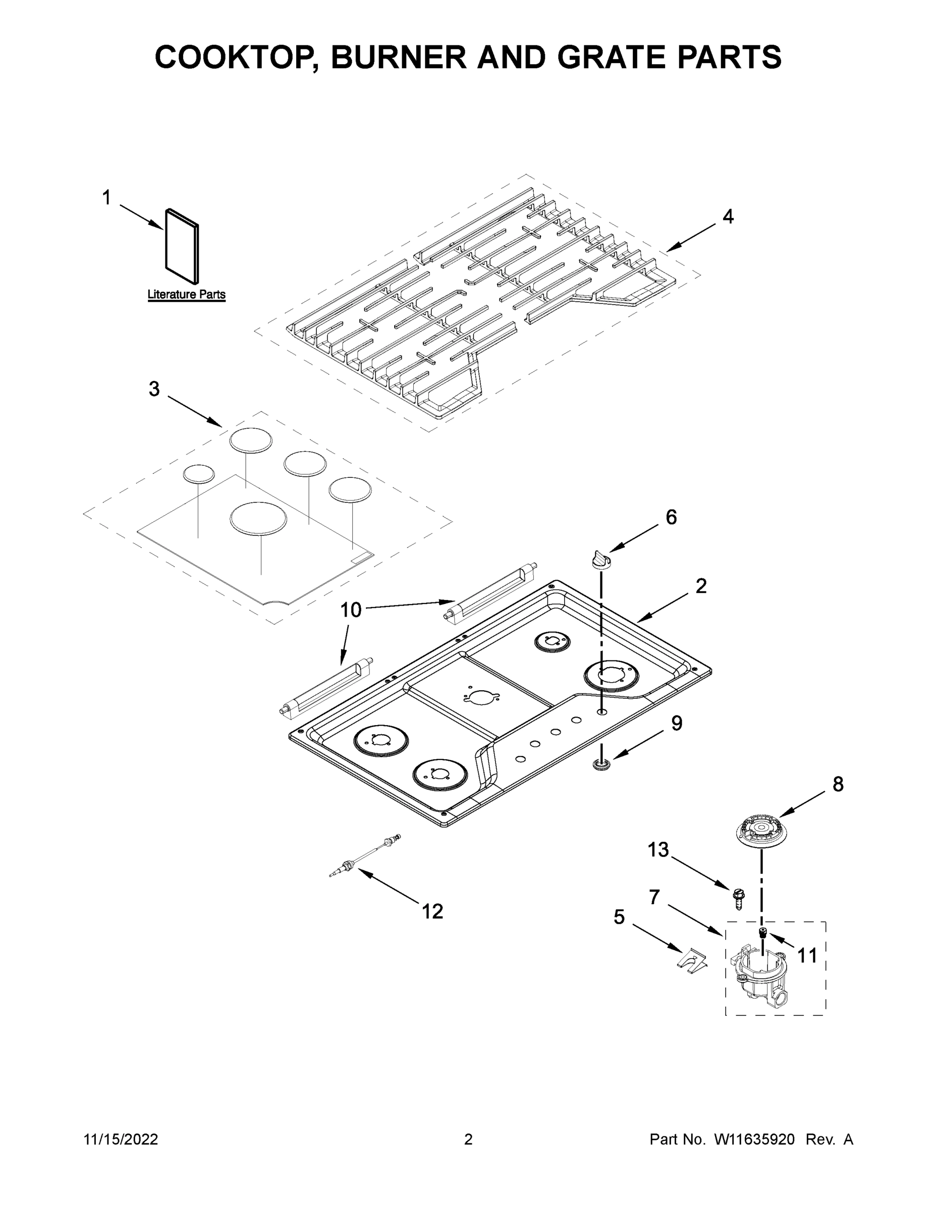 02 - COOKTOP, BURNER AND GRATE PARTS