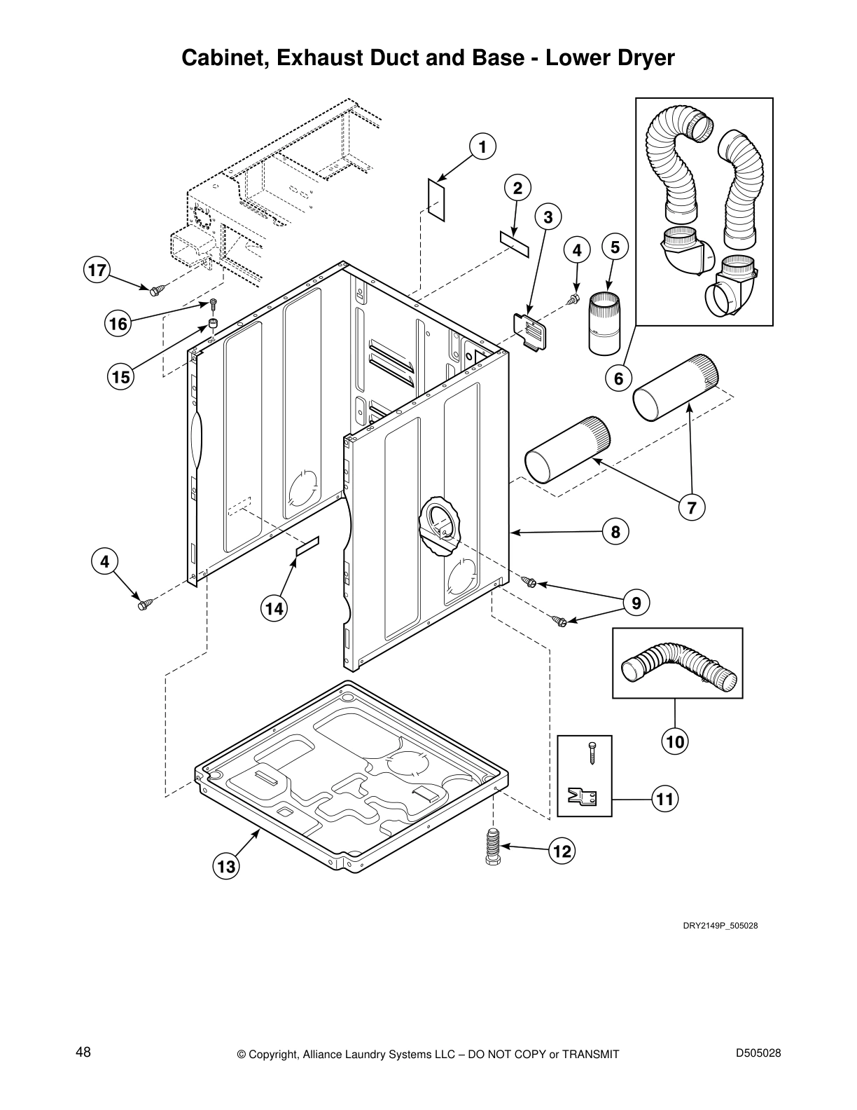 Cabinet, Exhaust Duct and Base - Lower Dryer