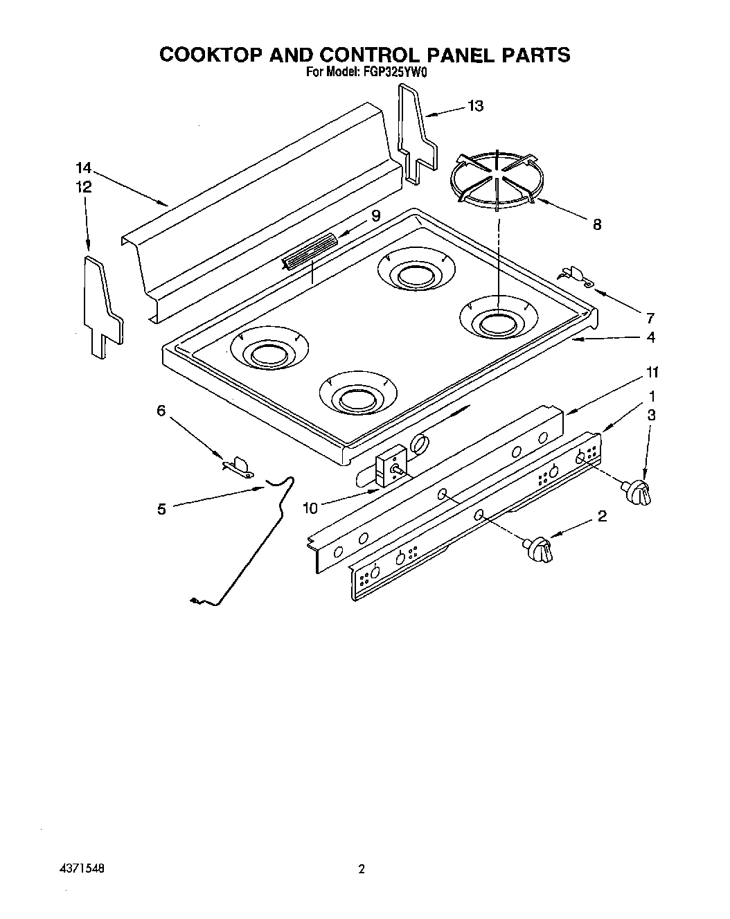 02 - COOKTOP AND CONTROL PANEL, LIT/OPTI