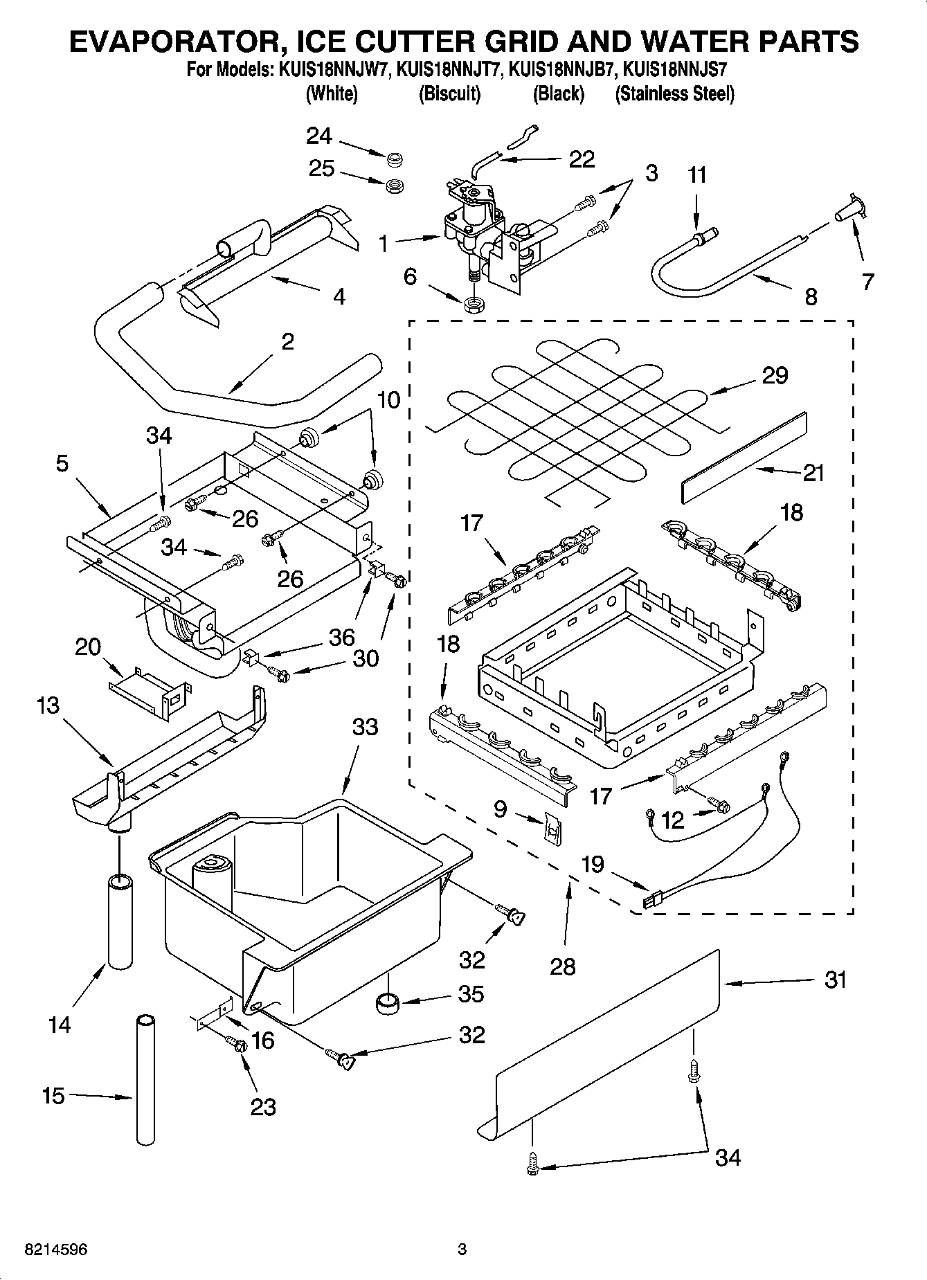 02 - EVAPORATOR, ICE CUTTER GRID AND WATER PARTS