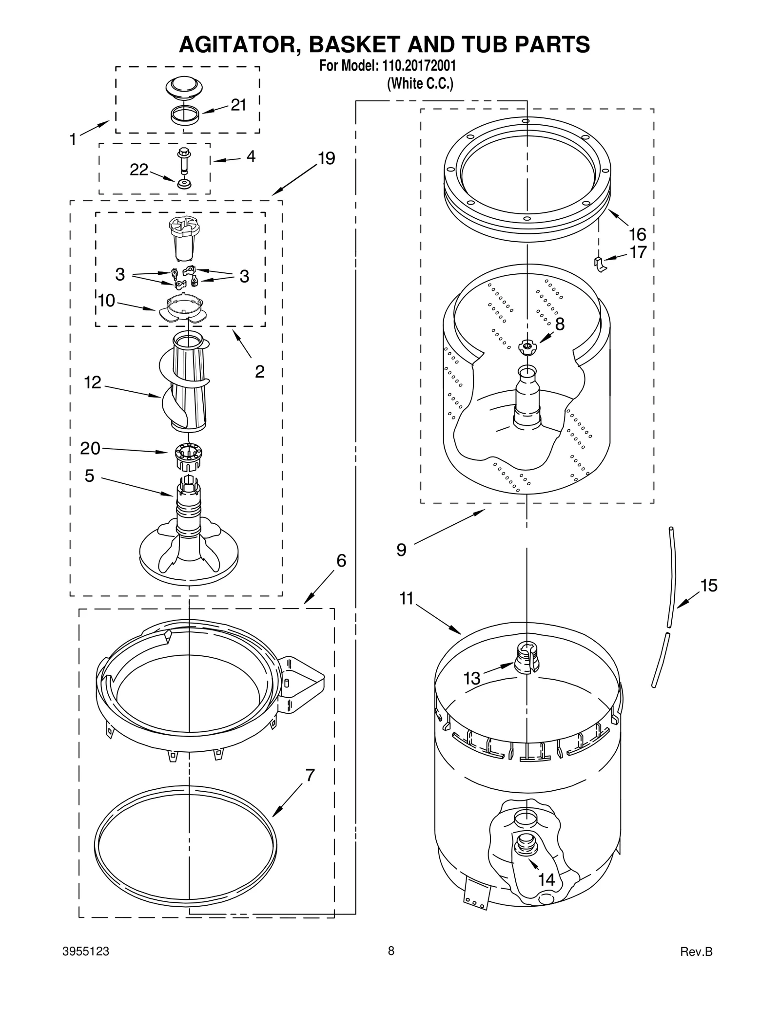AGITATOR, BASKET AND TUB PARTS