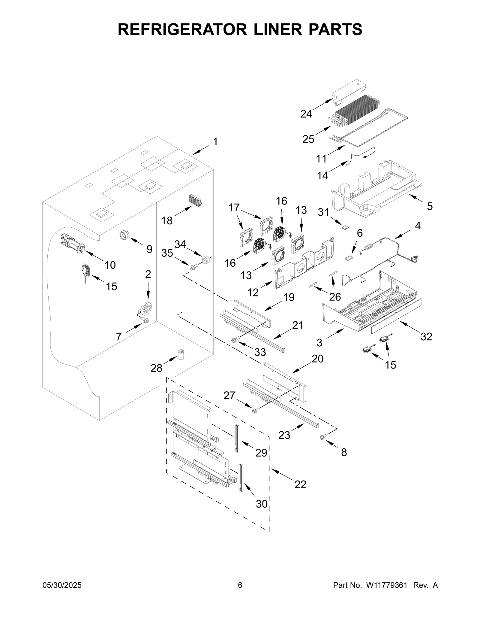 REFRIGERATOR LINER PARTS