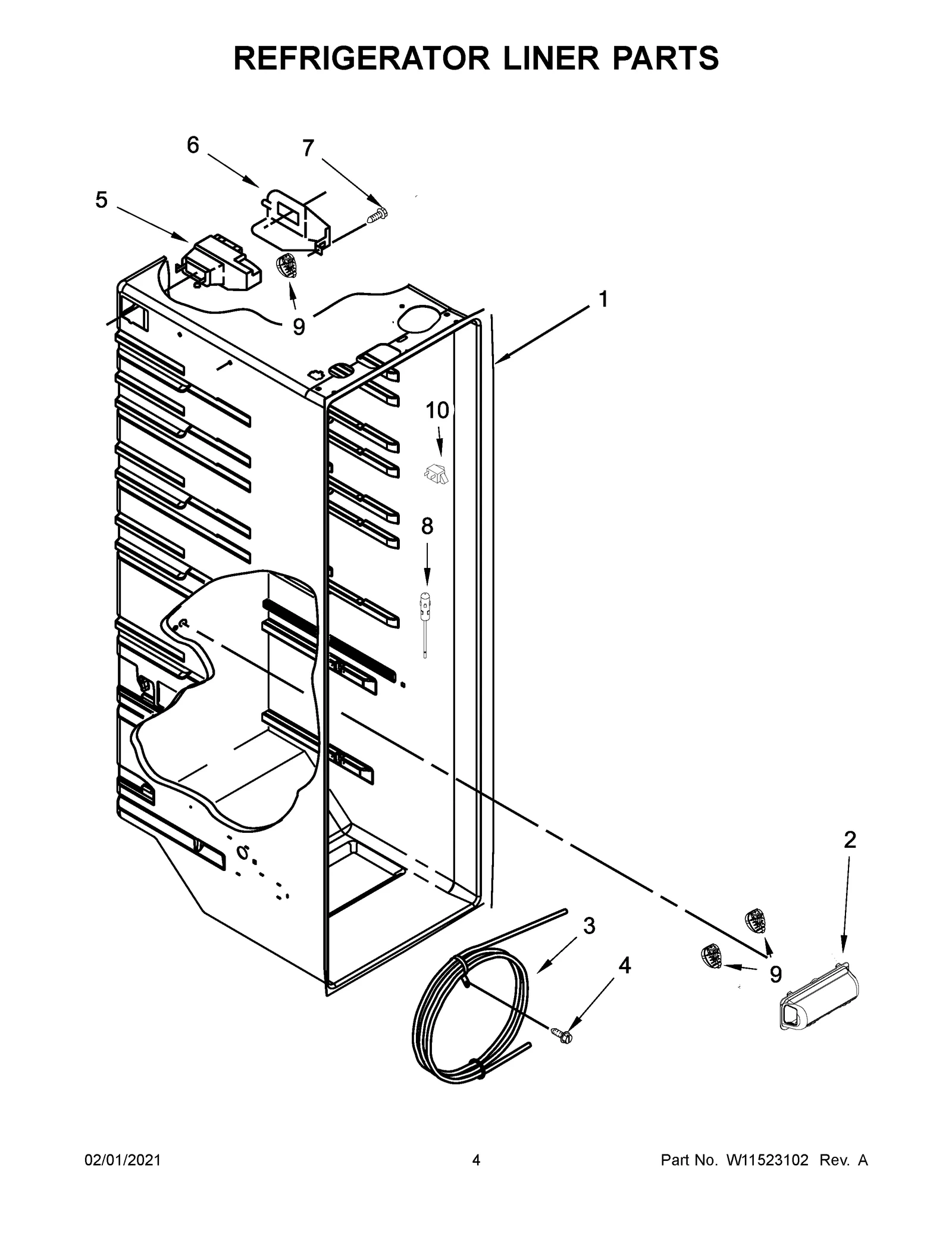 REFRIGERATOR LINER PARTS