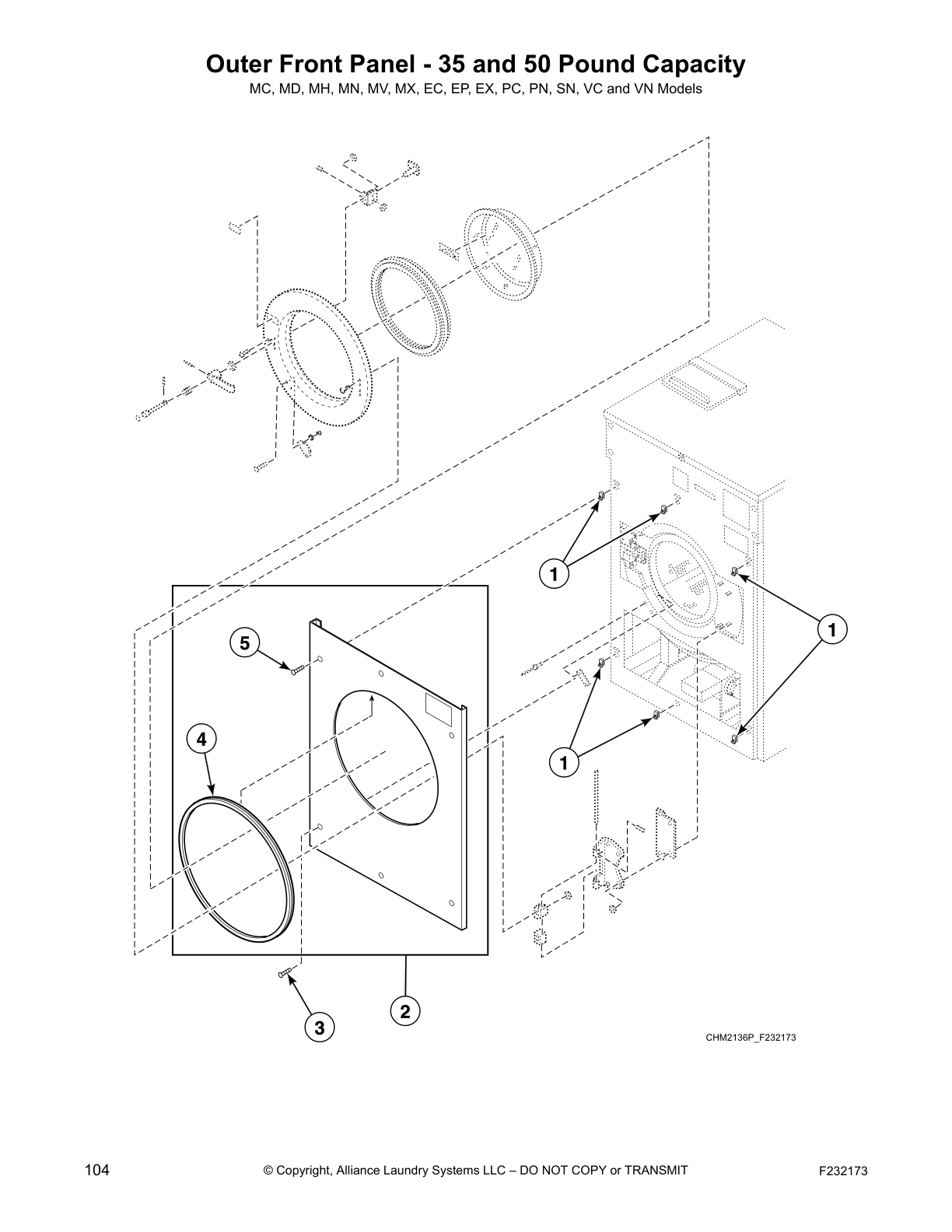 Outer Front Panel - 35 and 50 Pound Capacity