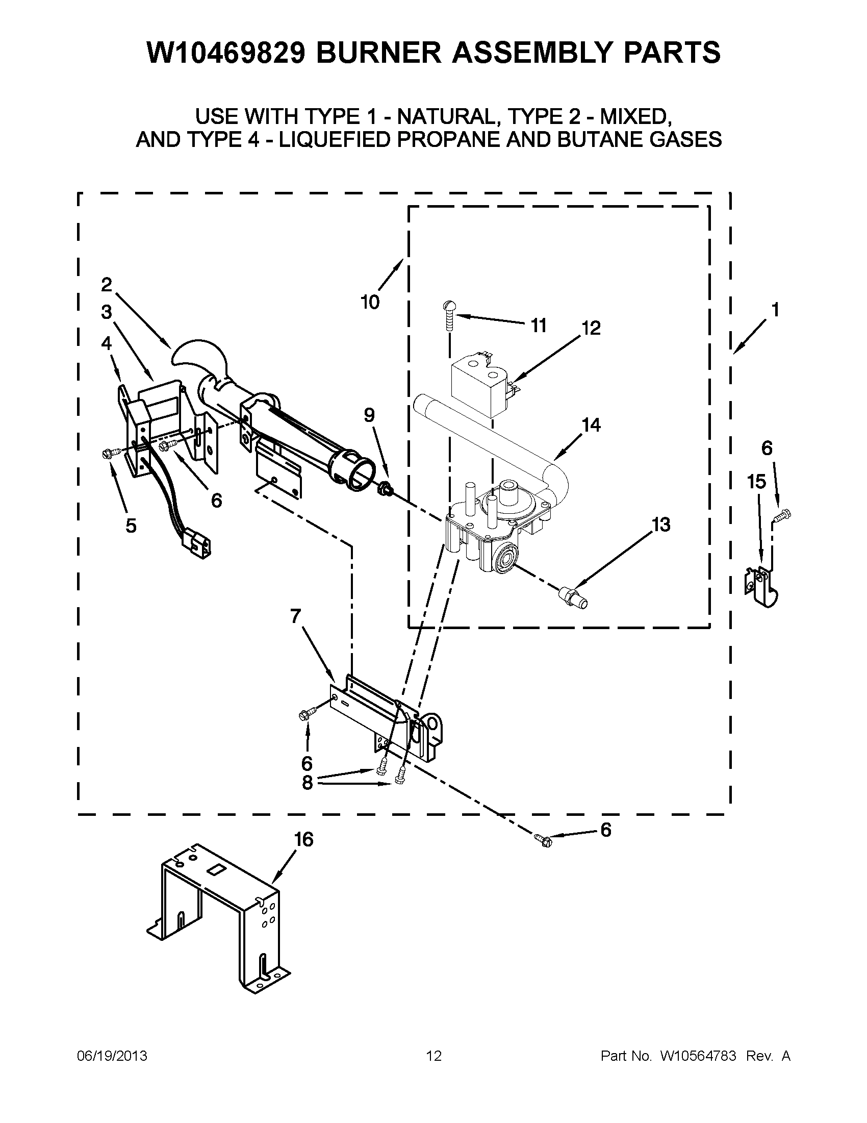 06 - W10469829 BURNER ASSEMBLY PARTS