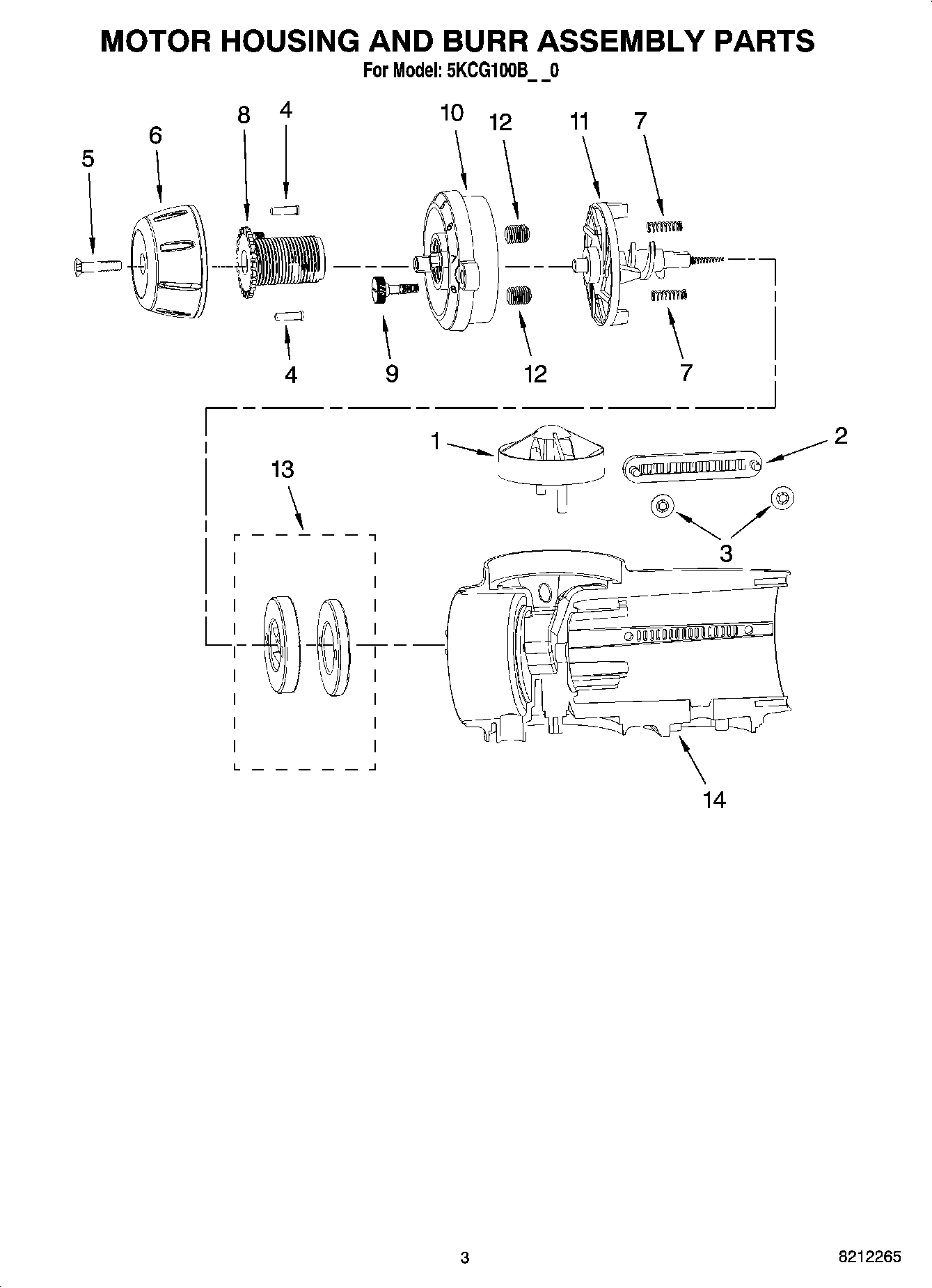 02 - MOTOR HOUSING AND BURR ASSEMBLY PARTS