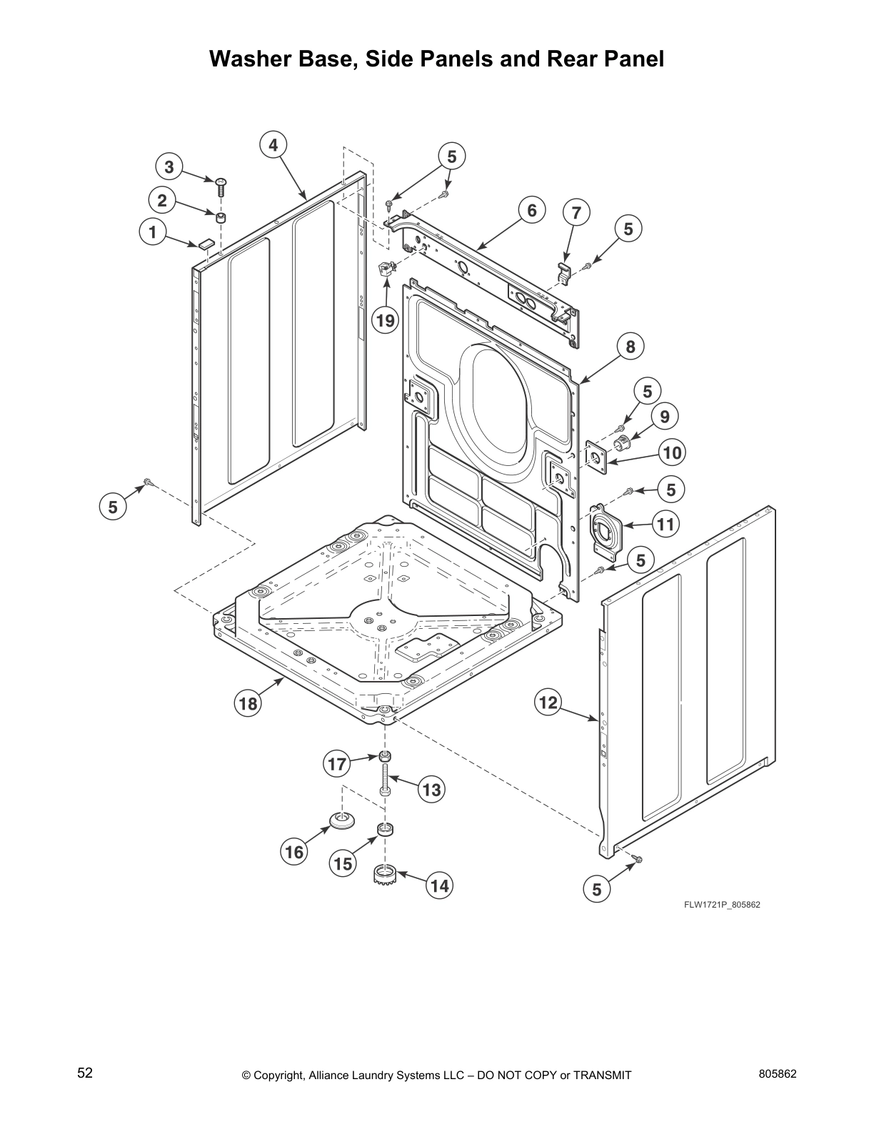 Washer Base, Side Panels and Rear Panel