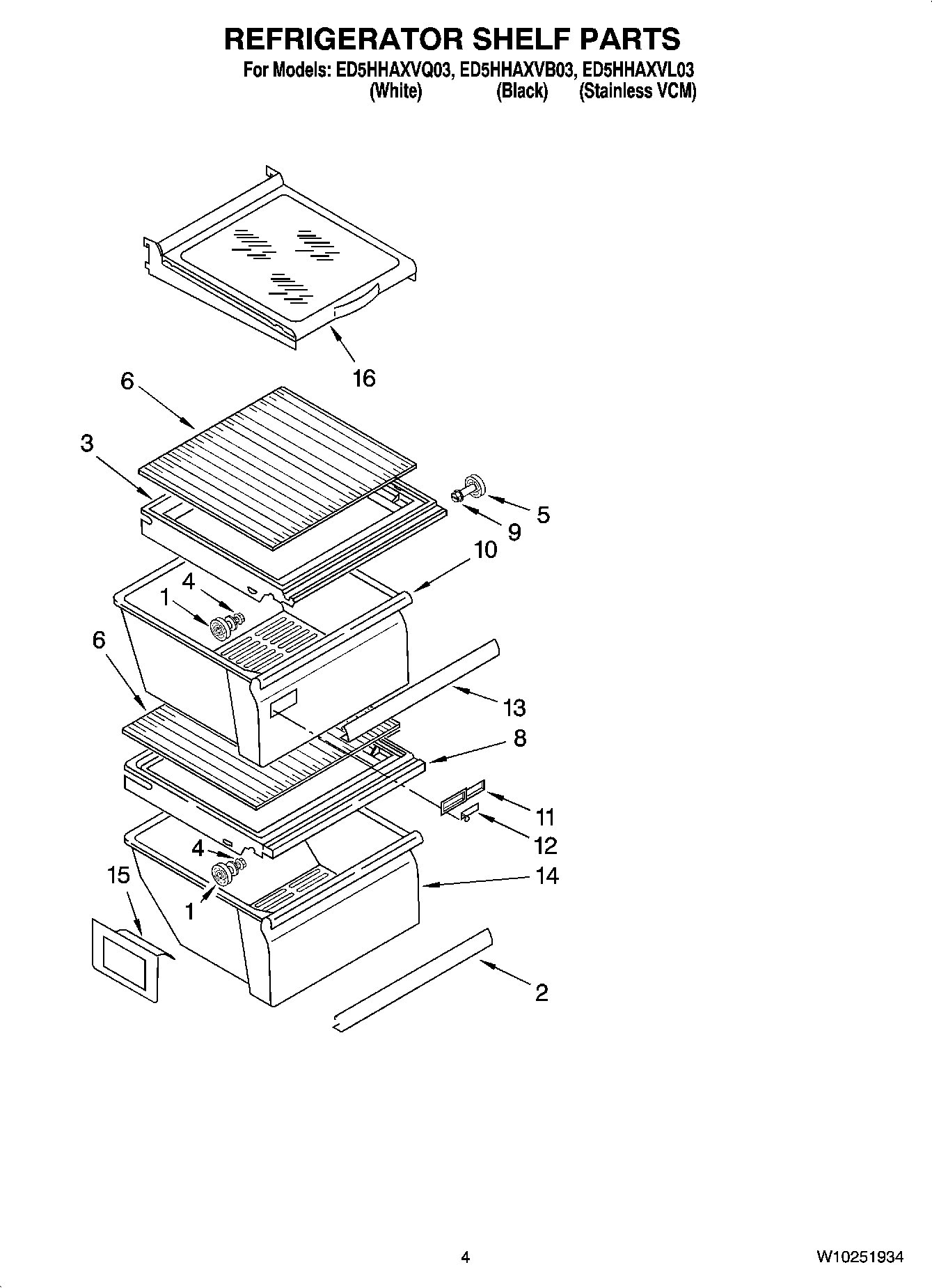 03 - REFRIGERATOR SHELF PARTS