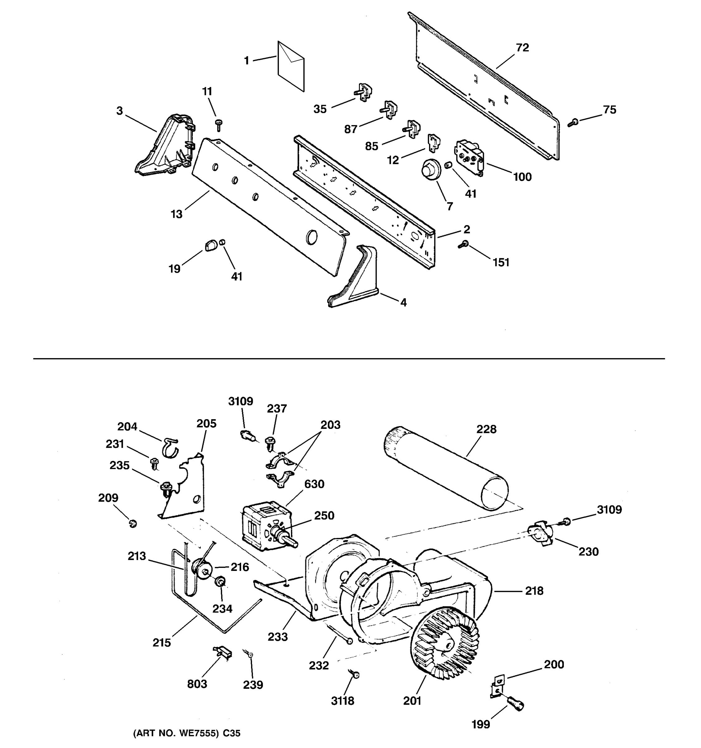 BACKSPLASH, BLOWER & MOTOR ASSEMBLY