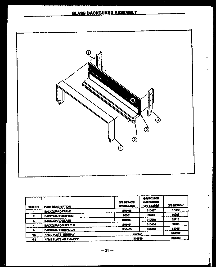 02 - GLASS BACKGUARD ASSY