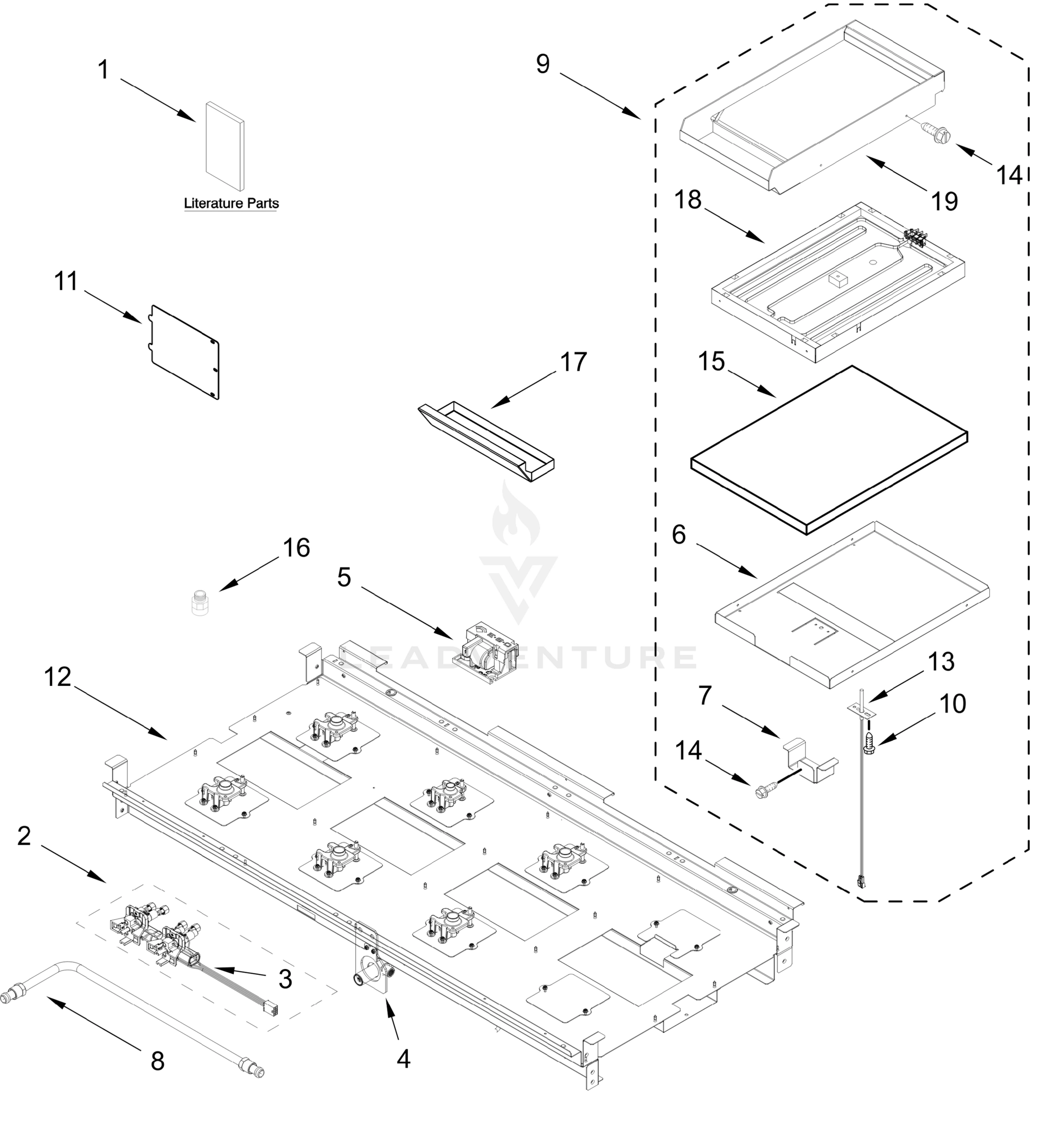 BURNER BOX AND GRIDDLE PARTS